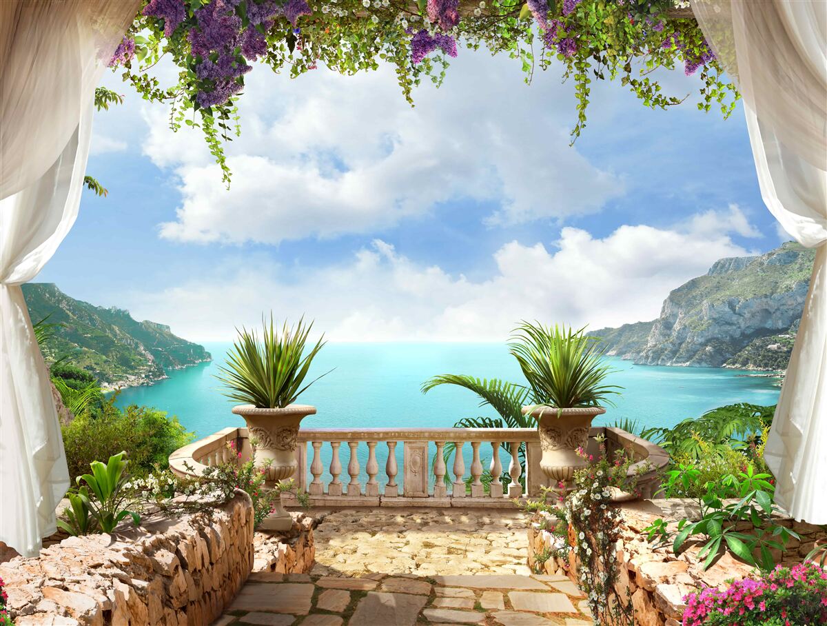 Fotobehang comfortabel balkon met planten