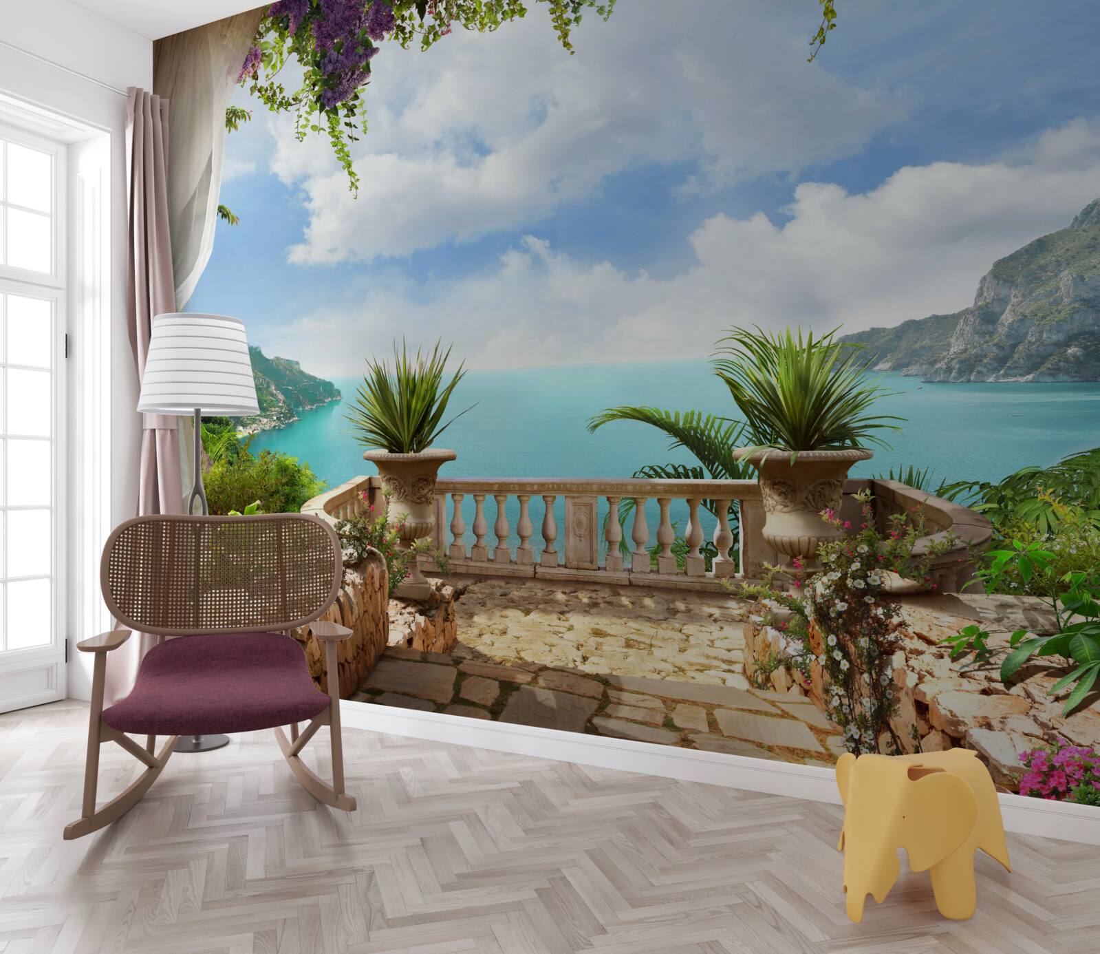 Fotobehang comfortabel balkon met planten