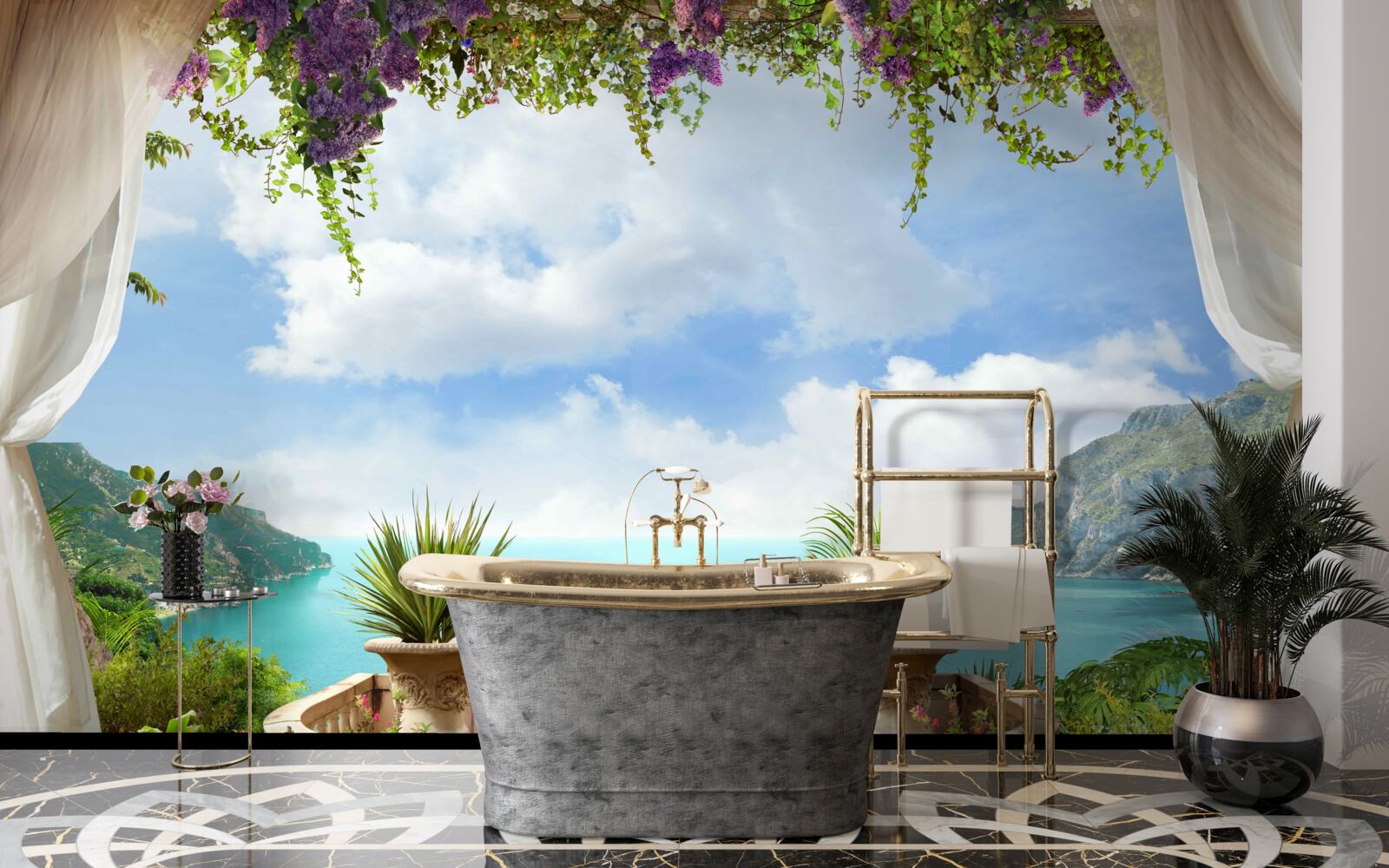 Fotobehang comfortabel balkon met planten