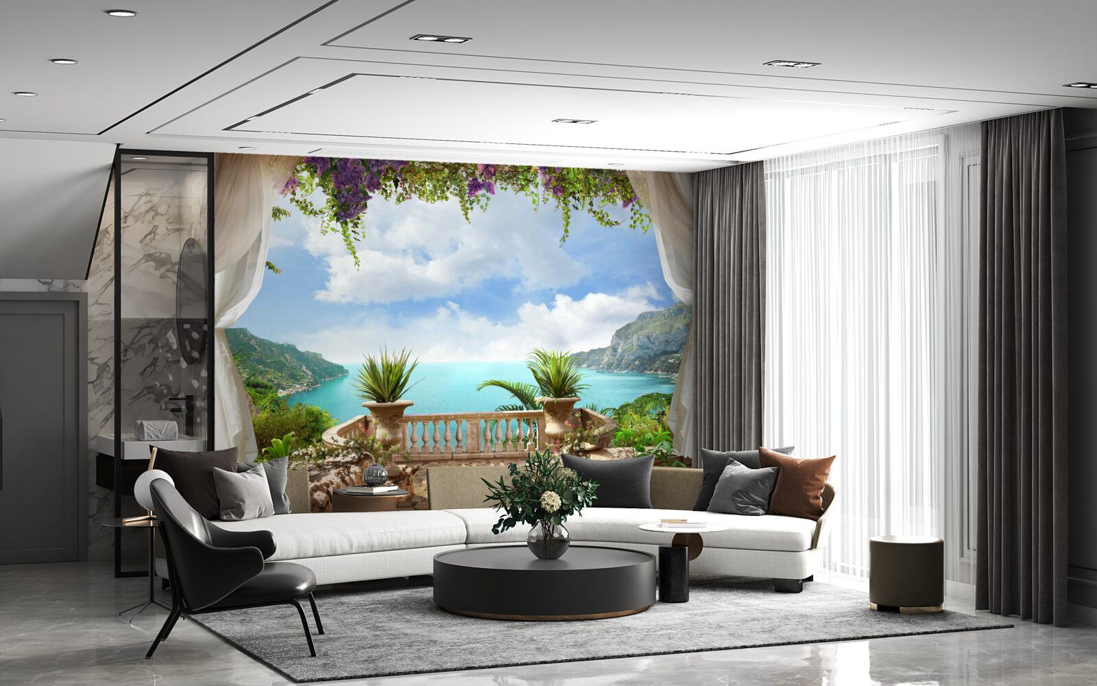 Fotobehang comfortabel balkon met planten