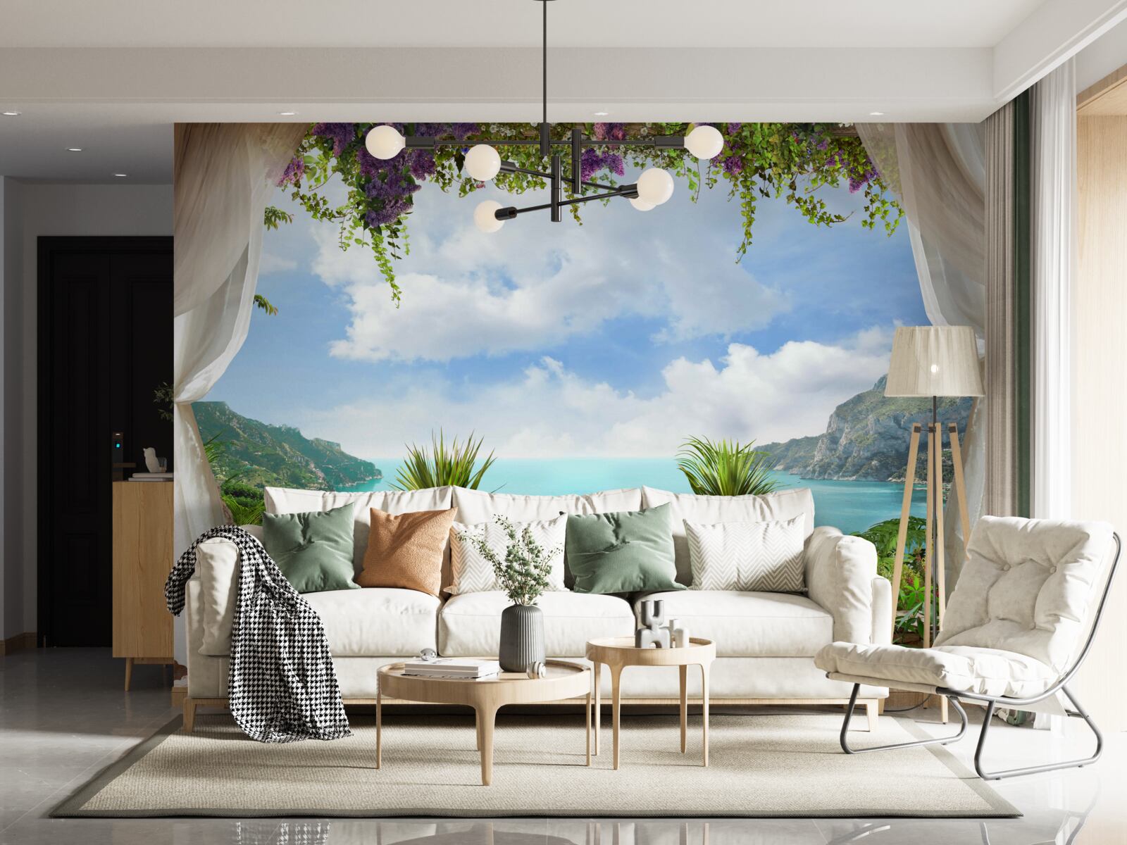 Fotobehang comfortabel balkon met planten