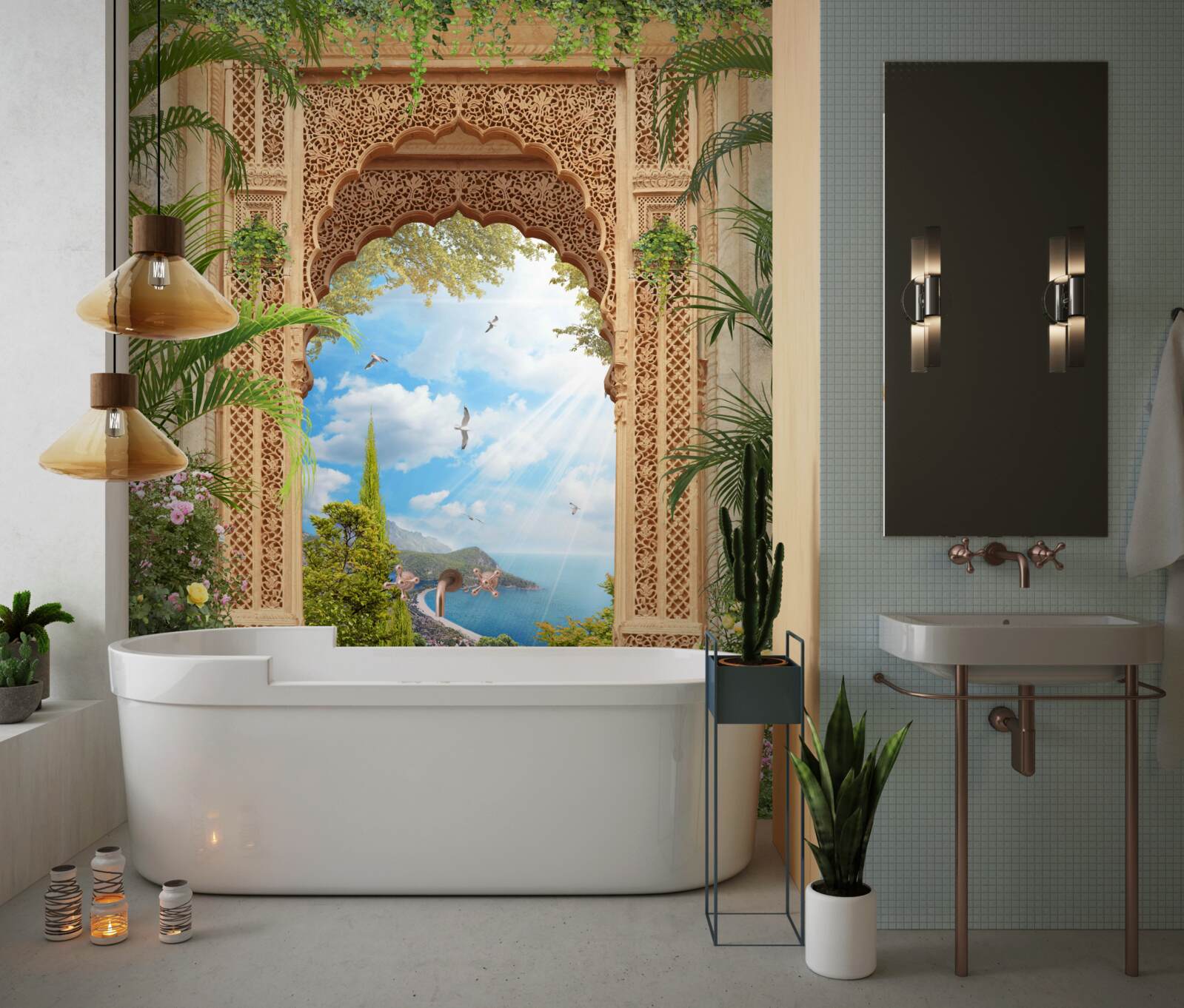 Fotobehang sierlijke opengewerkte boog