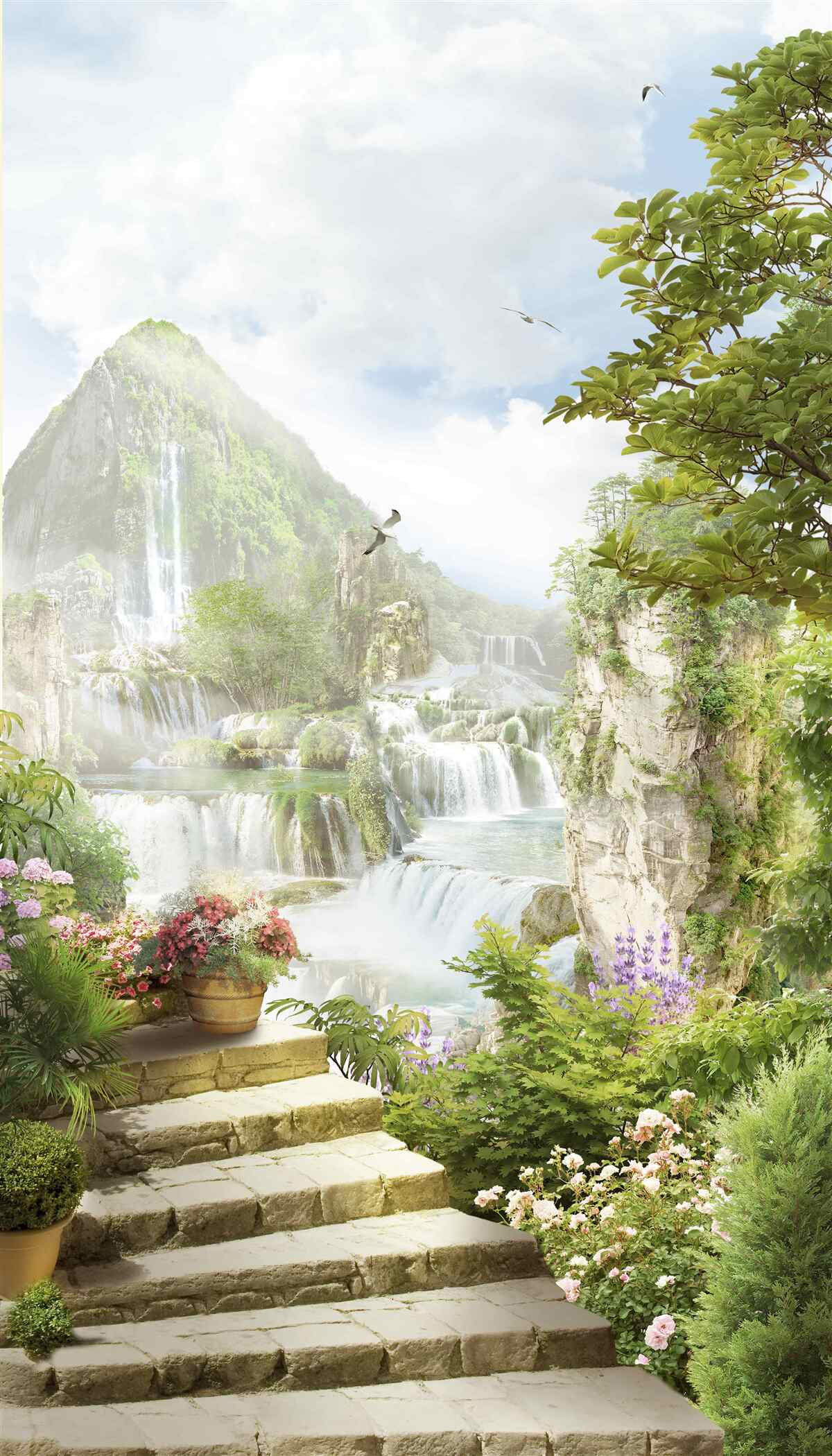 Fotobehang prachtig uitzicht op de bergen