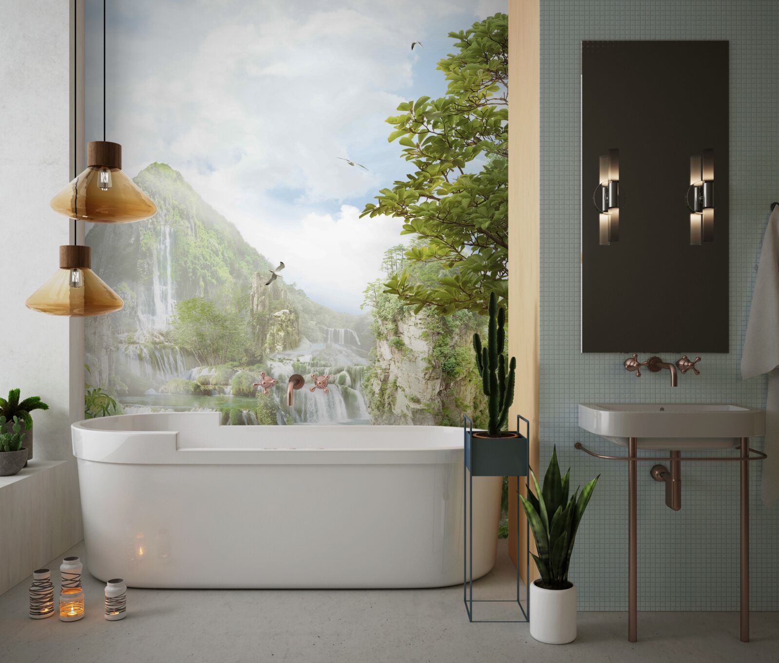 Fotobehang prachtig uitzicht op de bergen