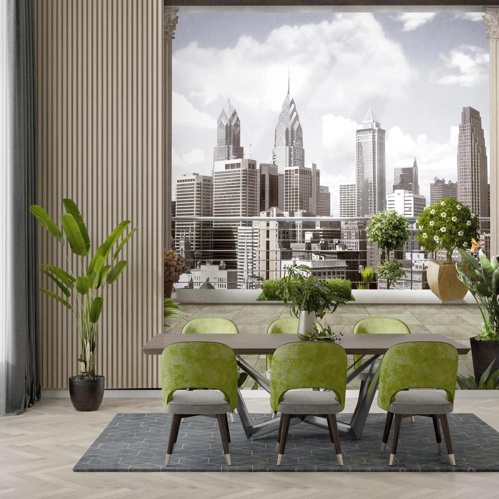 Fotobehang het landschap van stedelijke wolkenkrabbers