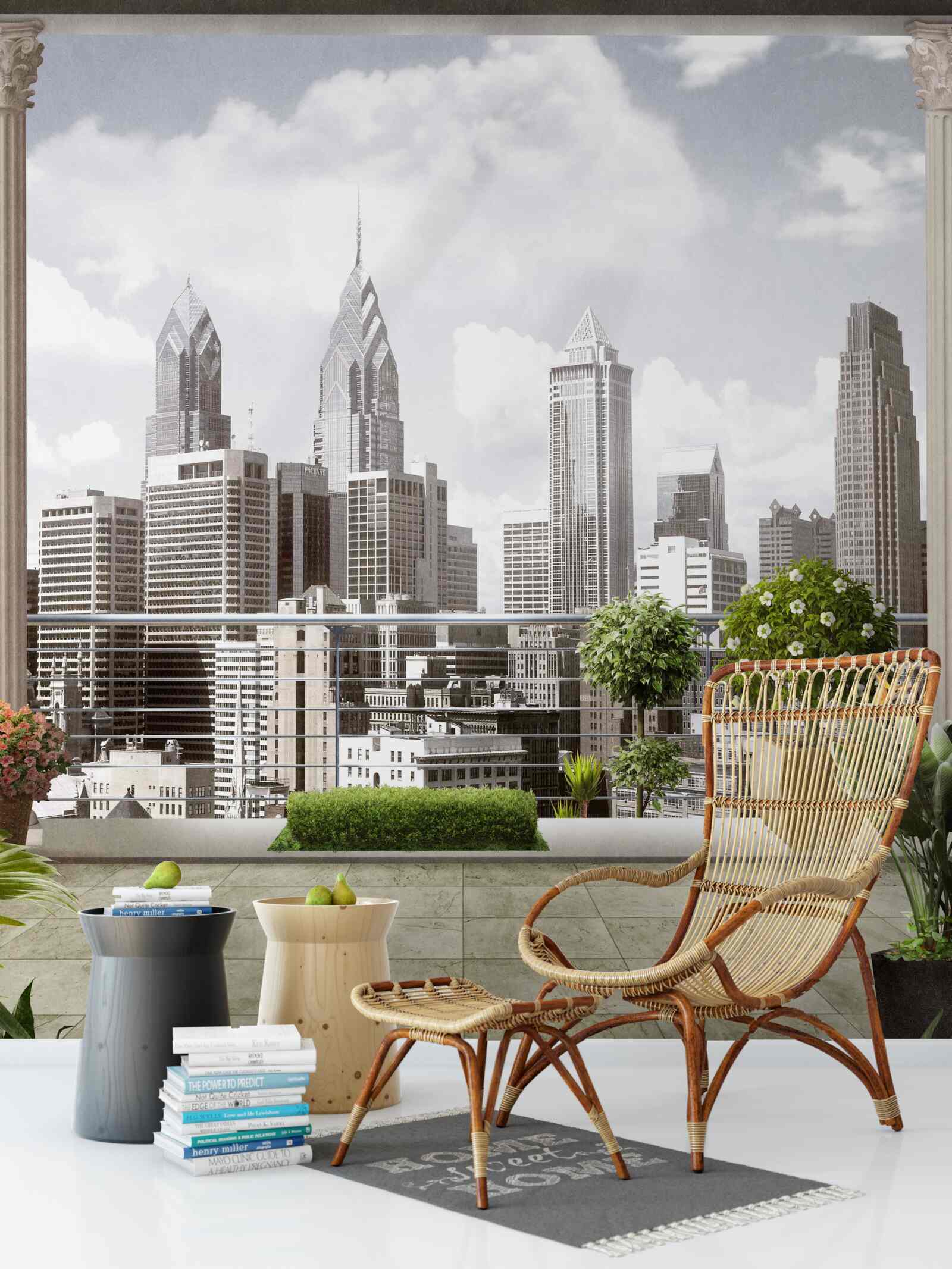 Fotobehang het landschap van stedelijke wolkenkrabbers