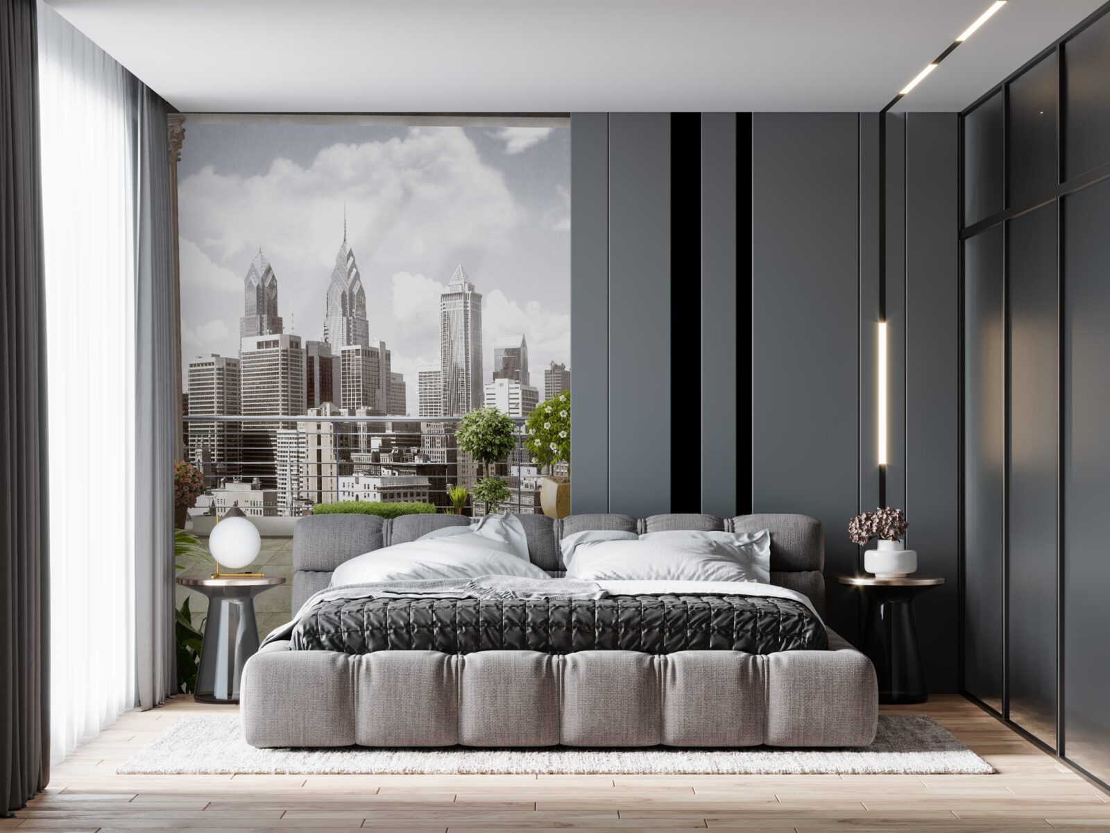 Fotobehang het landschap van stedelijke wolkenkrabbers