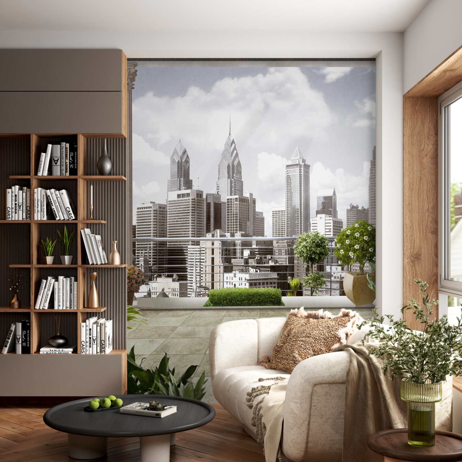 Fotobehang het landschap van stedelijke wolkenkrabbers