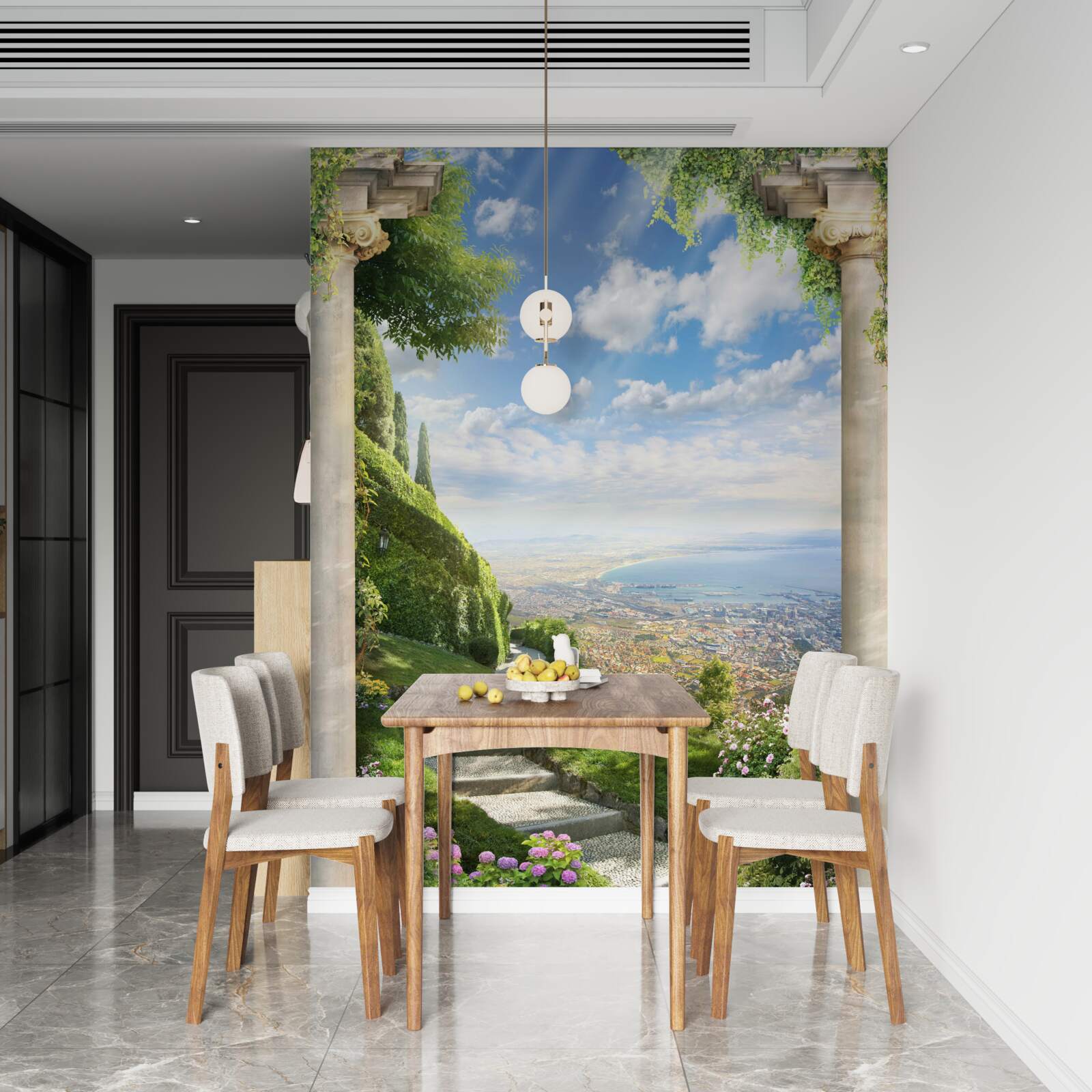 Fotobehang landschap met uitzicht op de haven