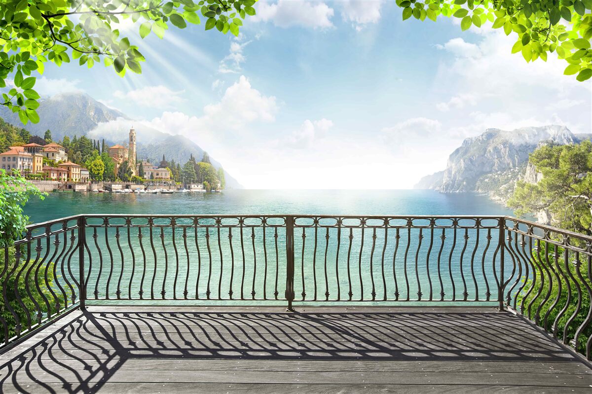 Fotobehang panorama vanaf het open terras