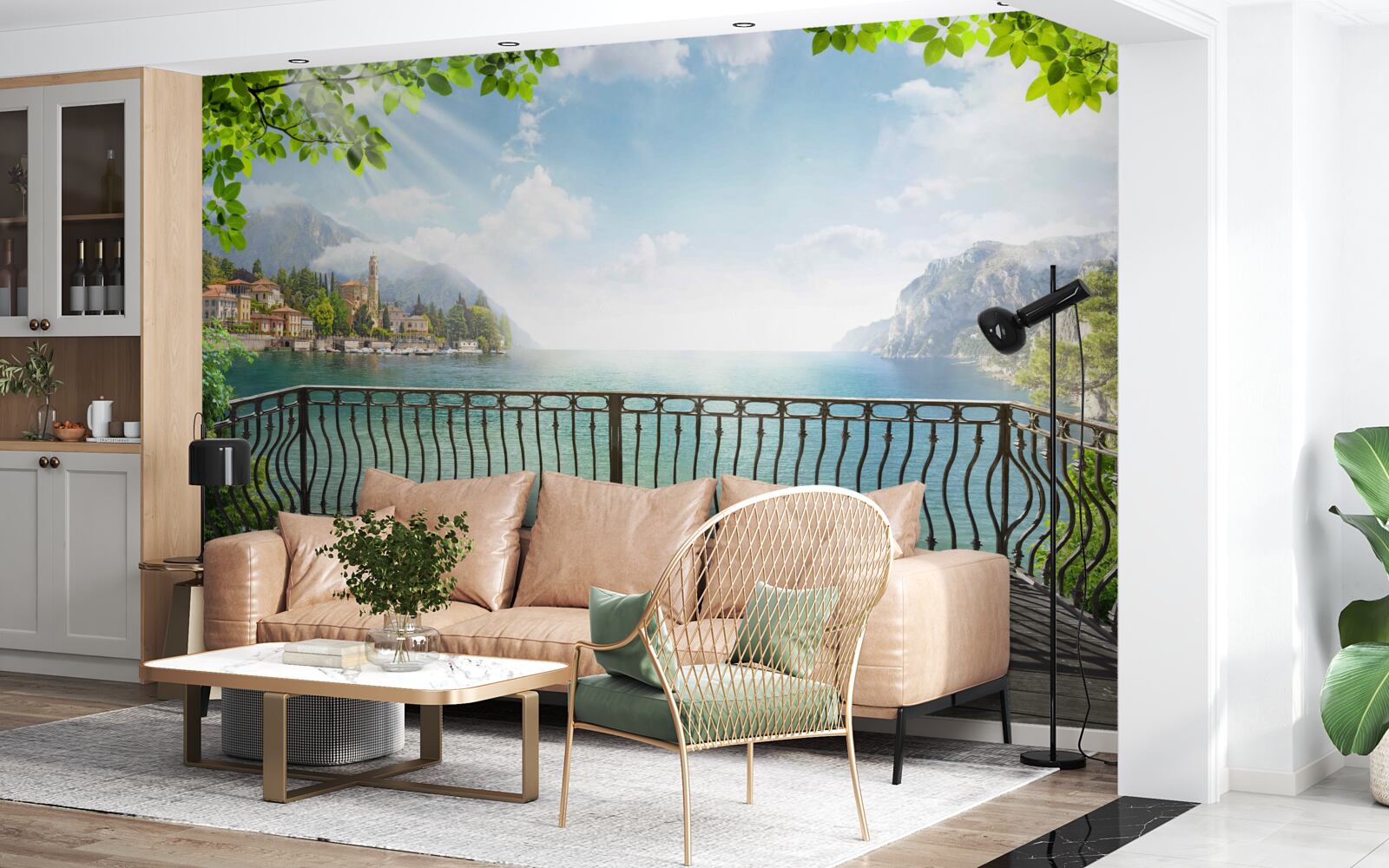 Fotobehang panorama vanaf het open terras