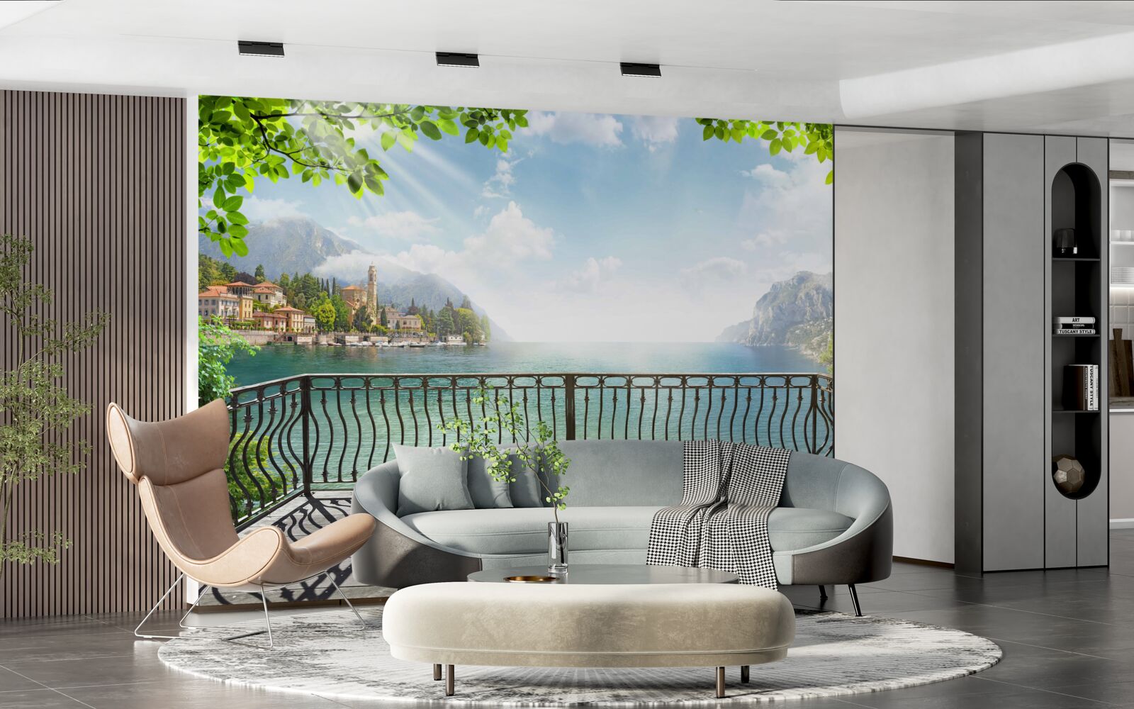 Fotobehang panorama vanaf het open terras