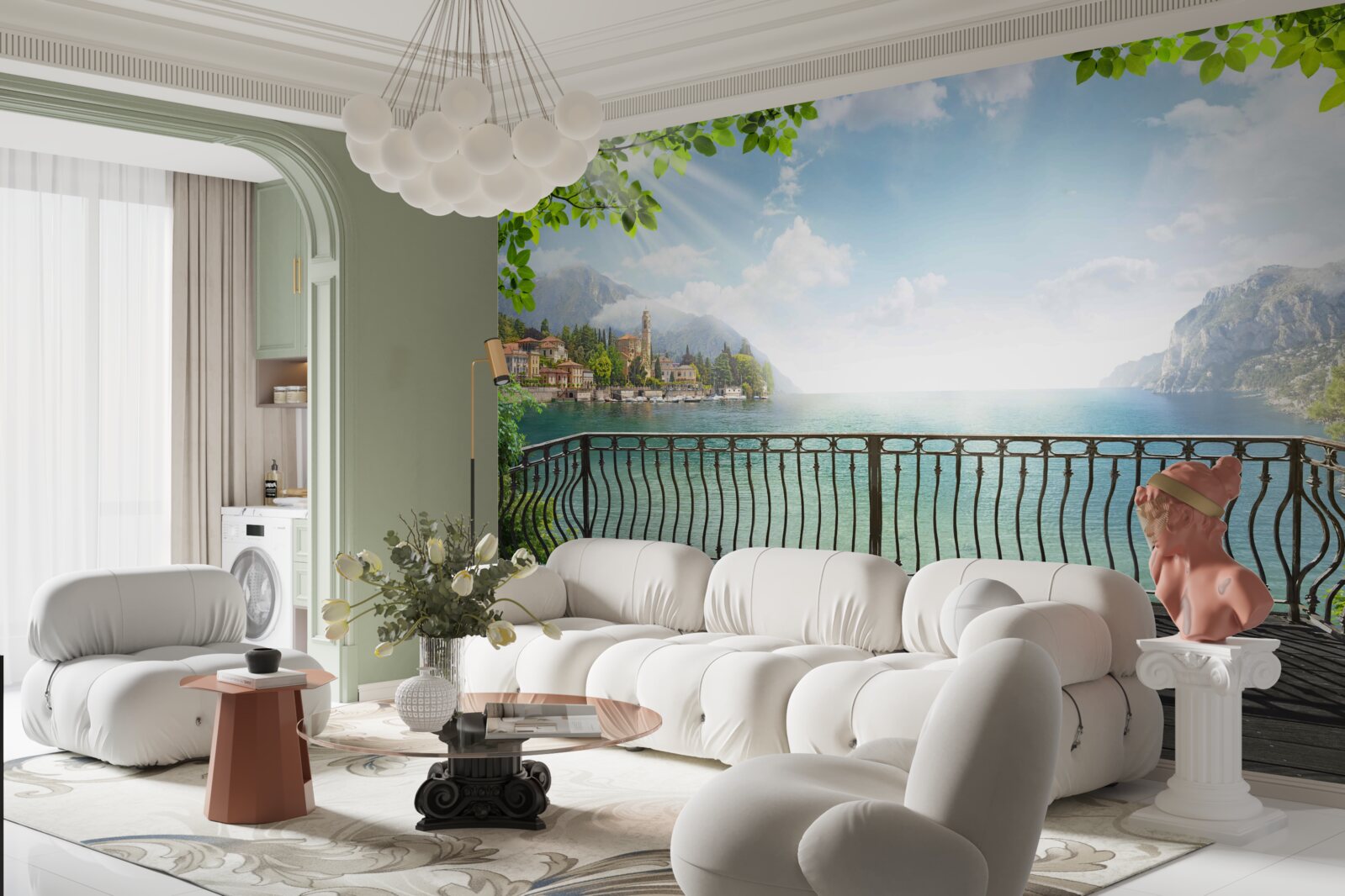 Fotobehang panorama vanaf het open terras