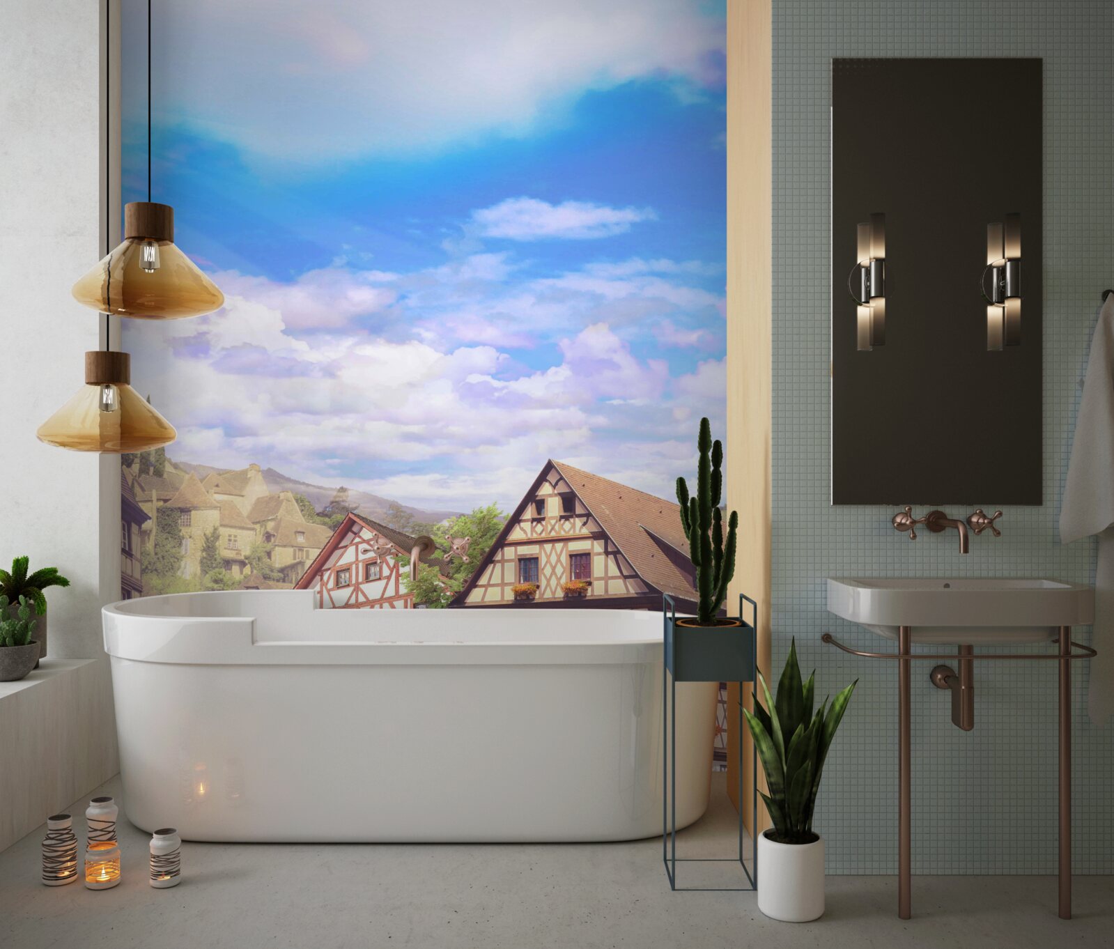 Fotobehang prachtig uitzicht op de stad