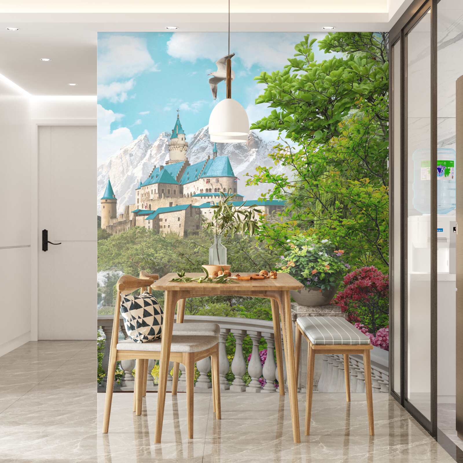 Fotobehang loggia met uitzicht op het fort