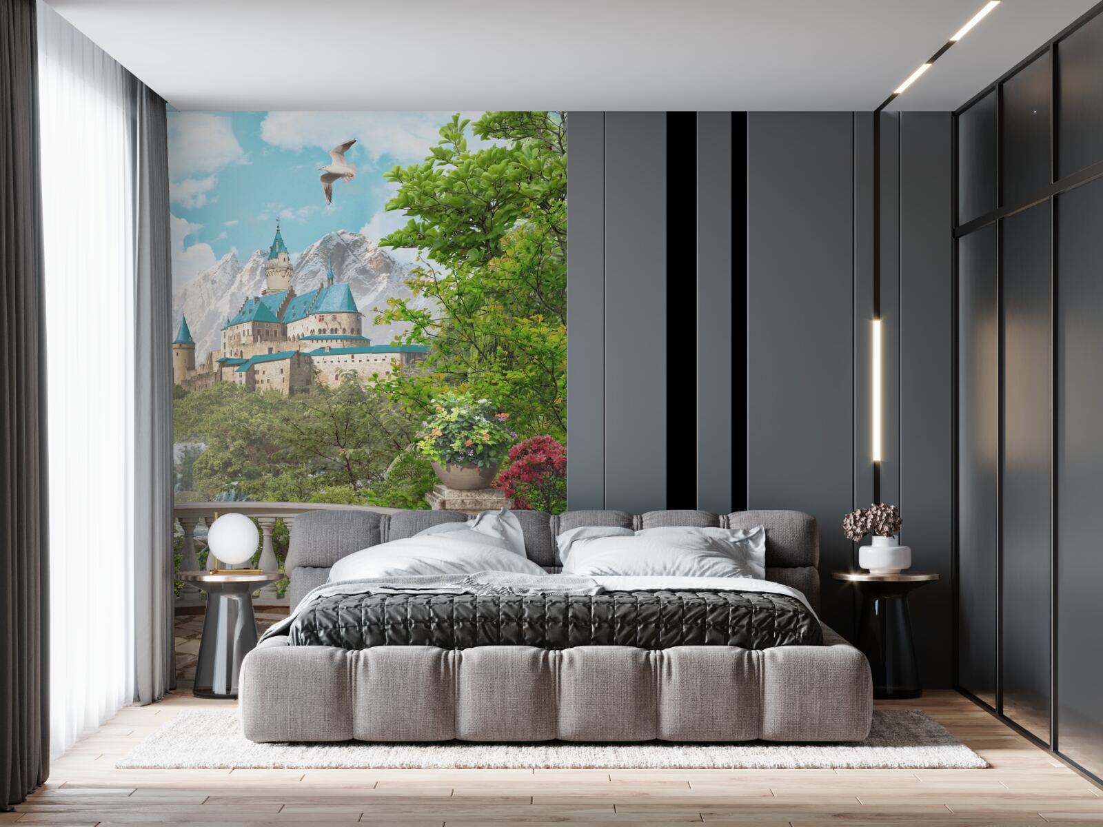 Fotobehang loggia met uitzicht op het fort