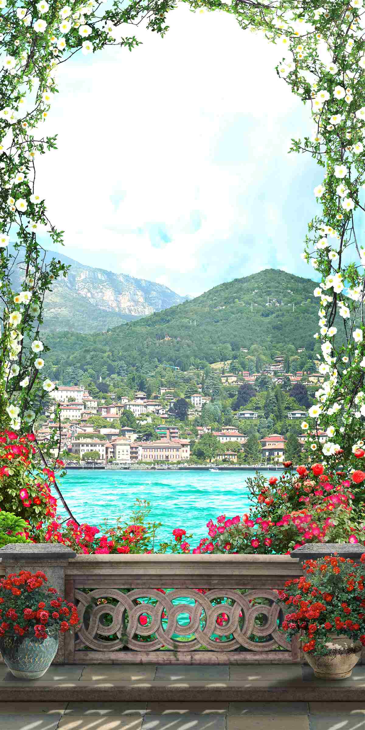 Fotobehang panorama van een drukke stad