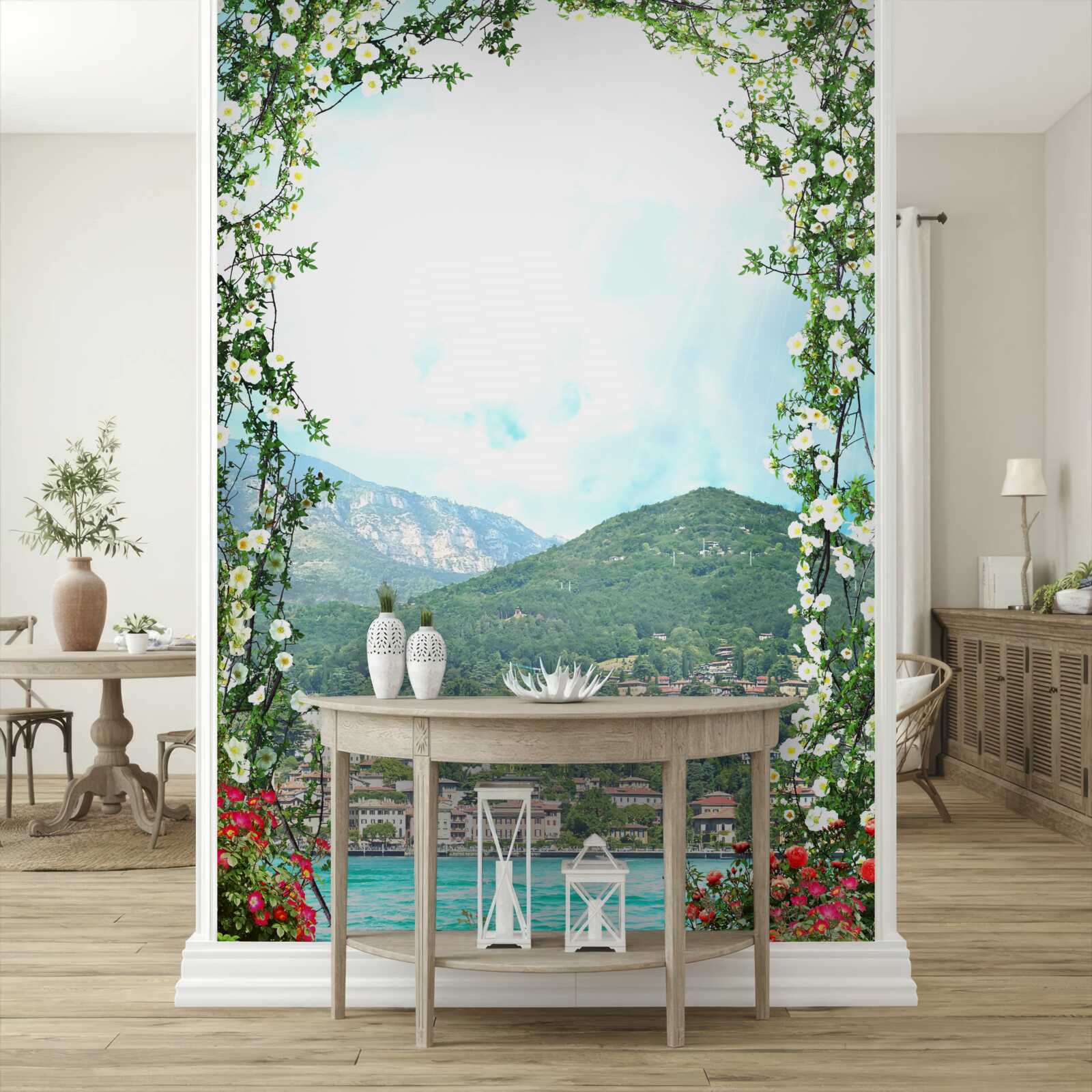 Fotobehang panorama van een drukke stad