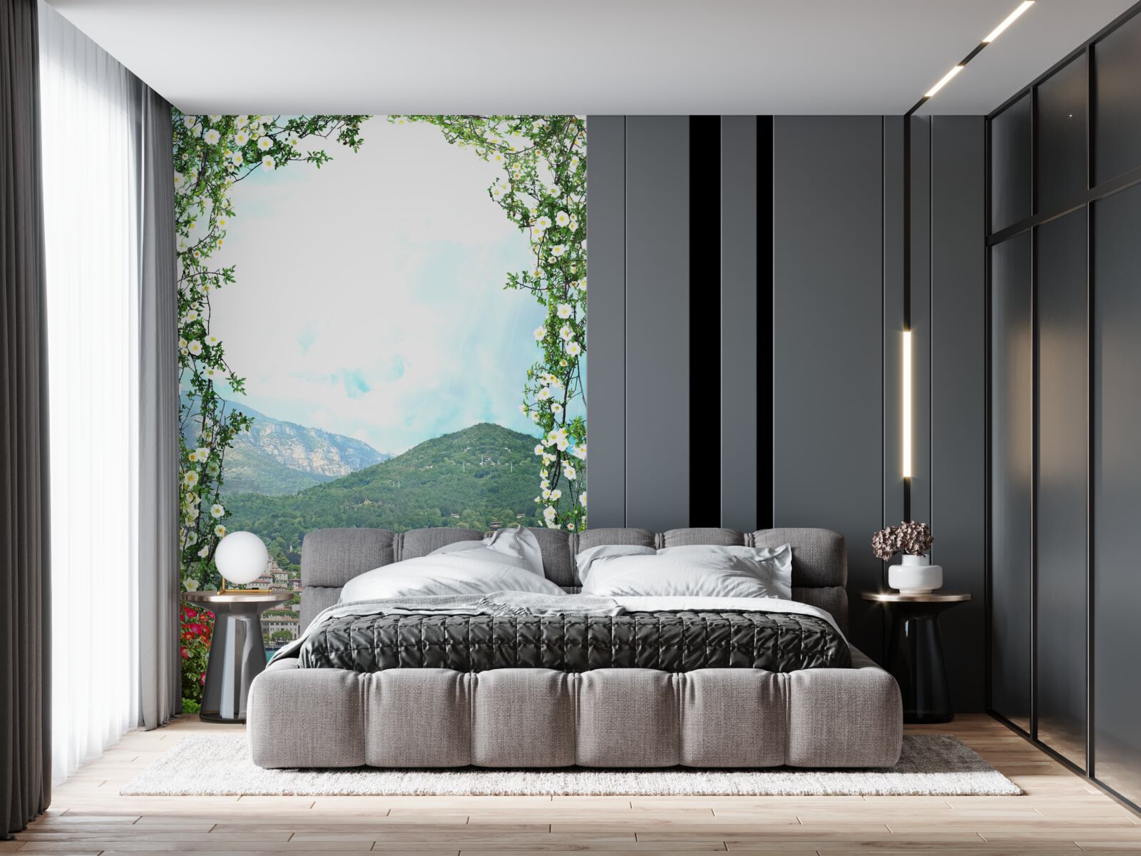 Fotobehang panorama van een drukke stad