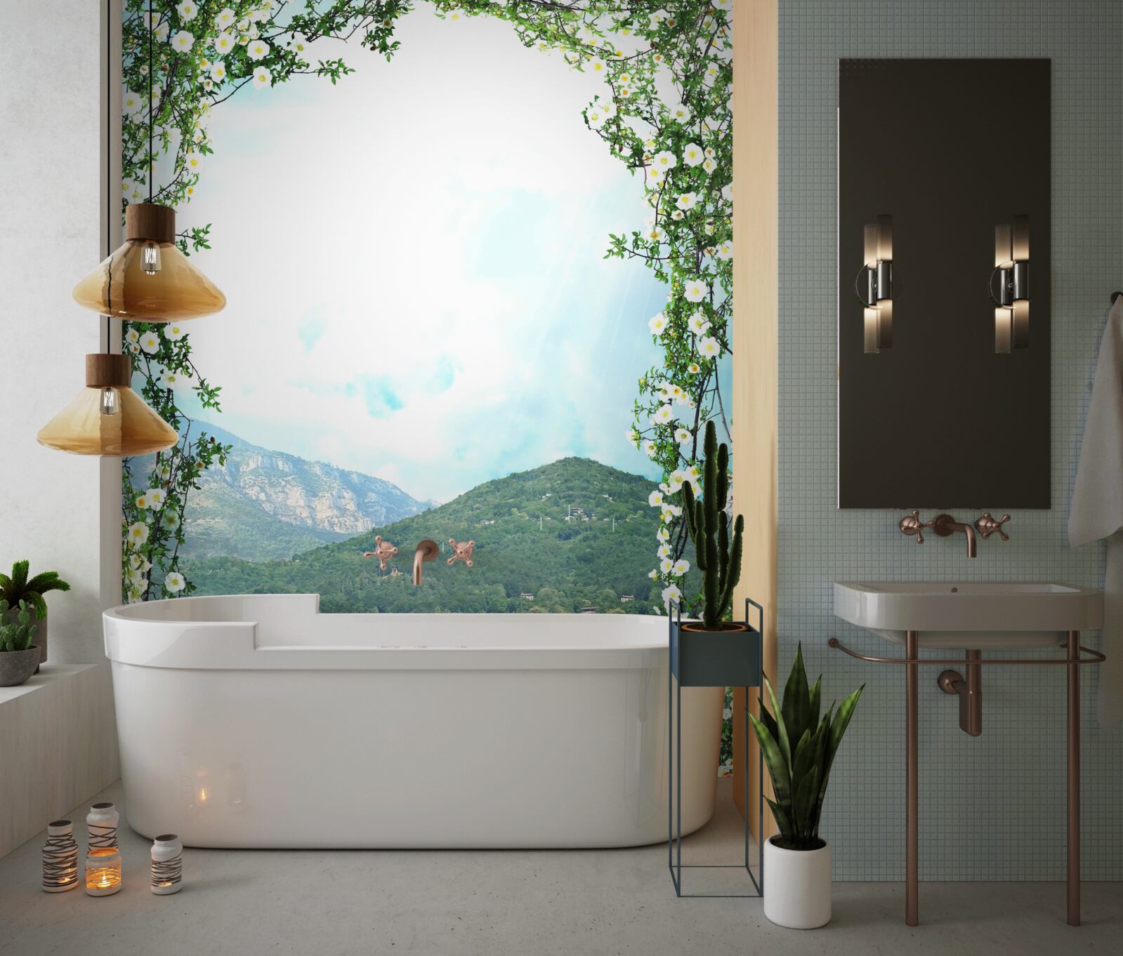 Fotobehang panorama van een drukke stad