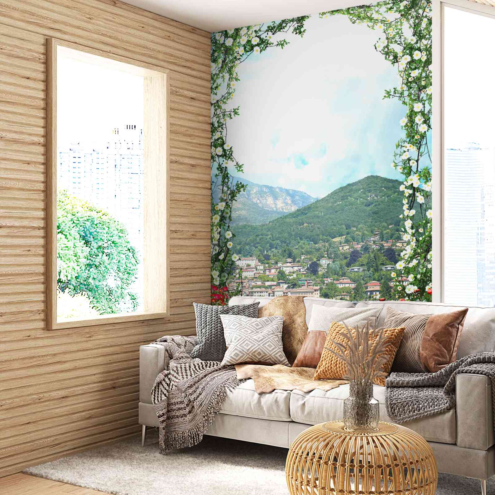 Fotobehang panorama van een drukke stad