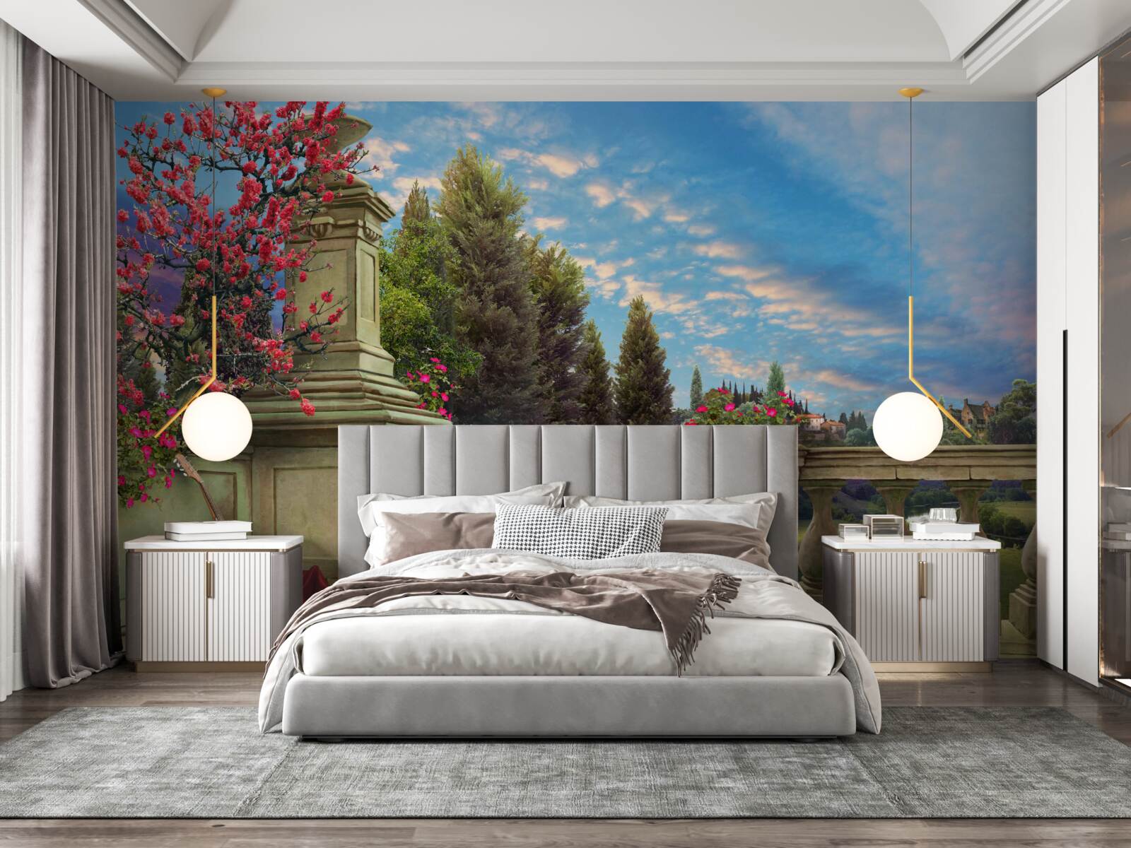 Fotobehang verlaten muziekinstrument en scharlaken doek