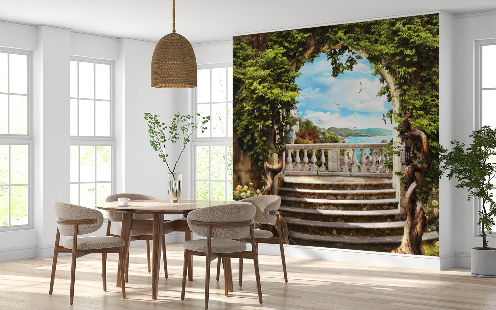 Fotobehang trap naar het balkon