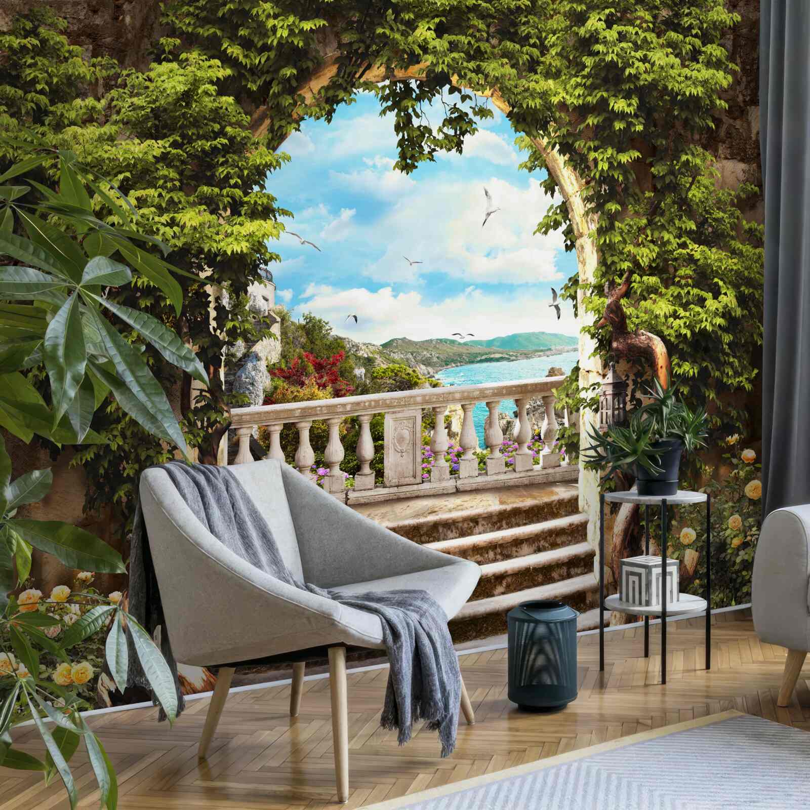 Fotobehang trap naar het balkon