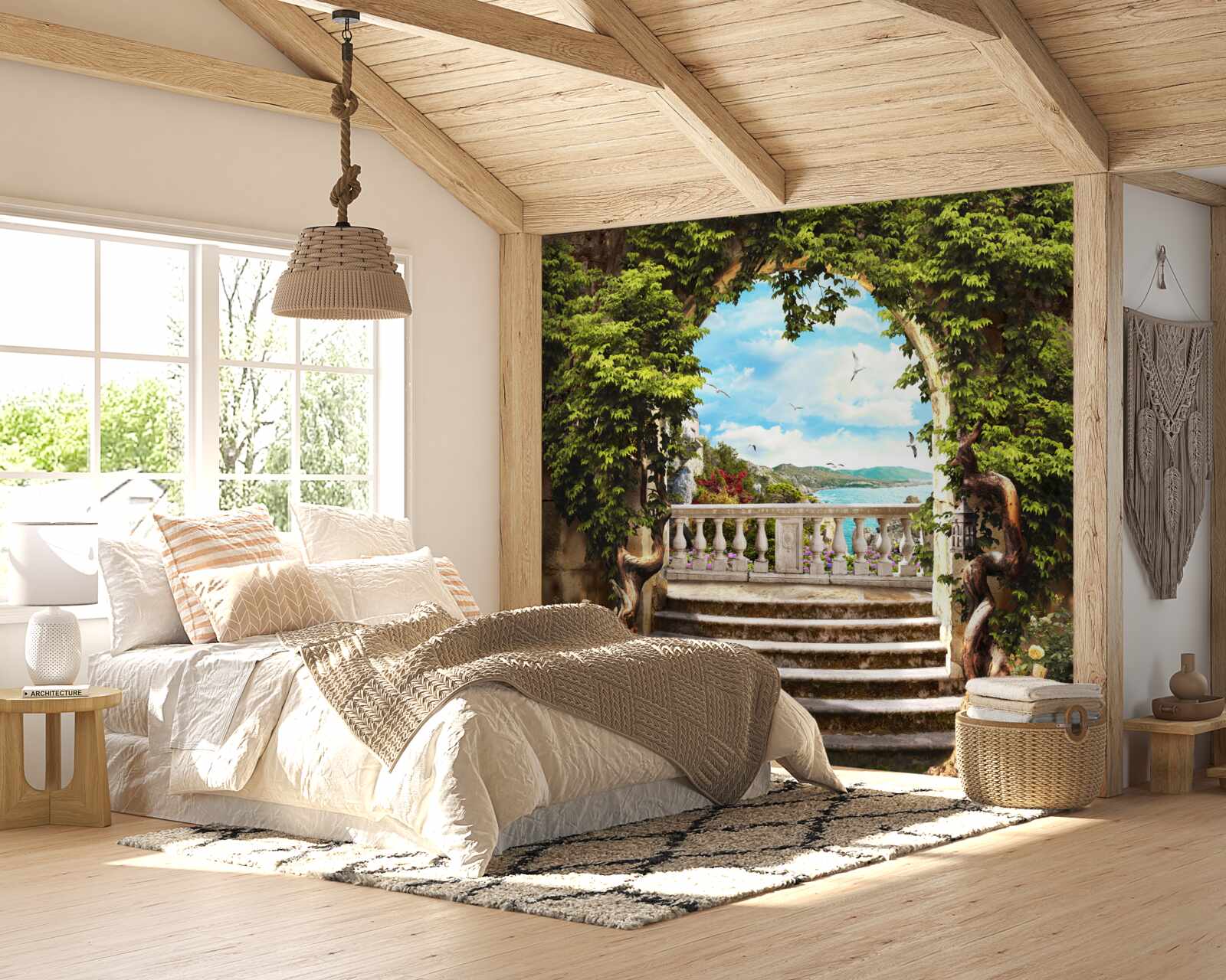 Fotobehang trap naar het balkon