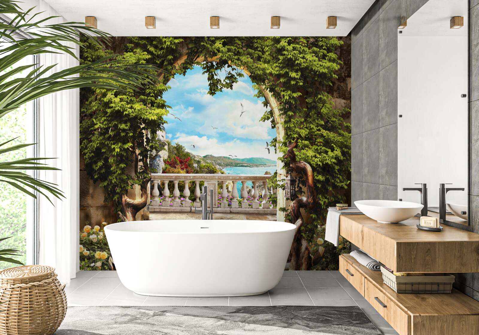 Fotobehang trap naar het balkon