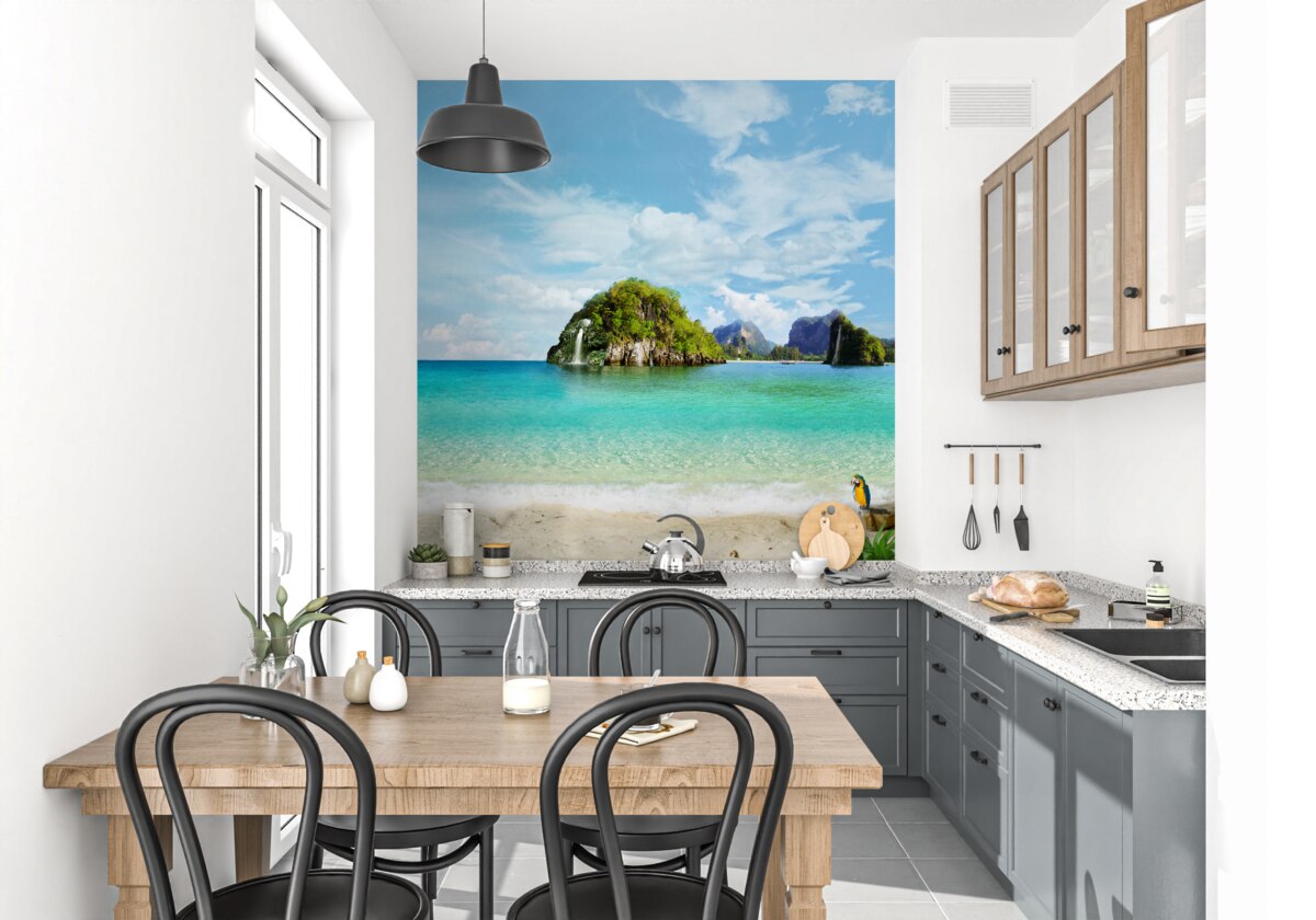 Fotobehang prachtig landschap vanaf de zee