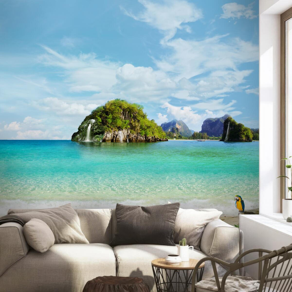 Fotobehang prachtig landschap vanaf de zee