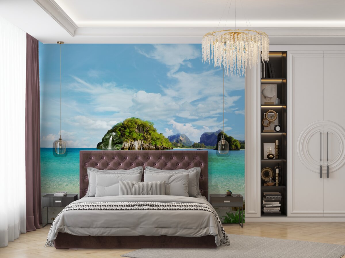 Fotobehang prachtig landschap vanaf de zee