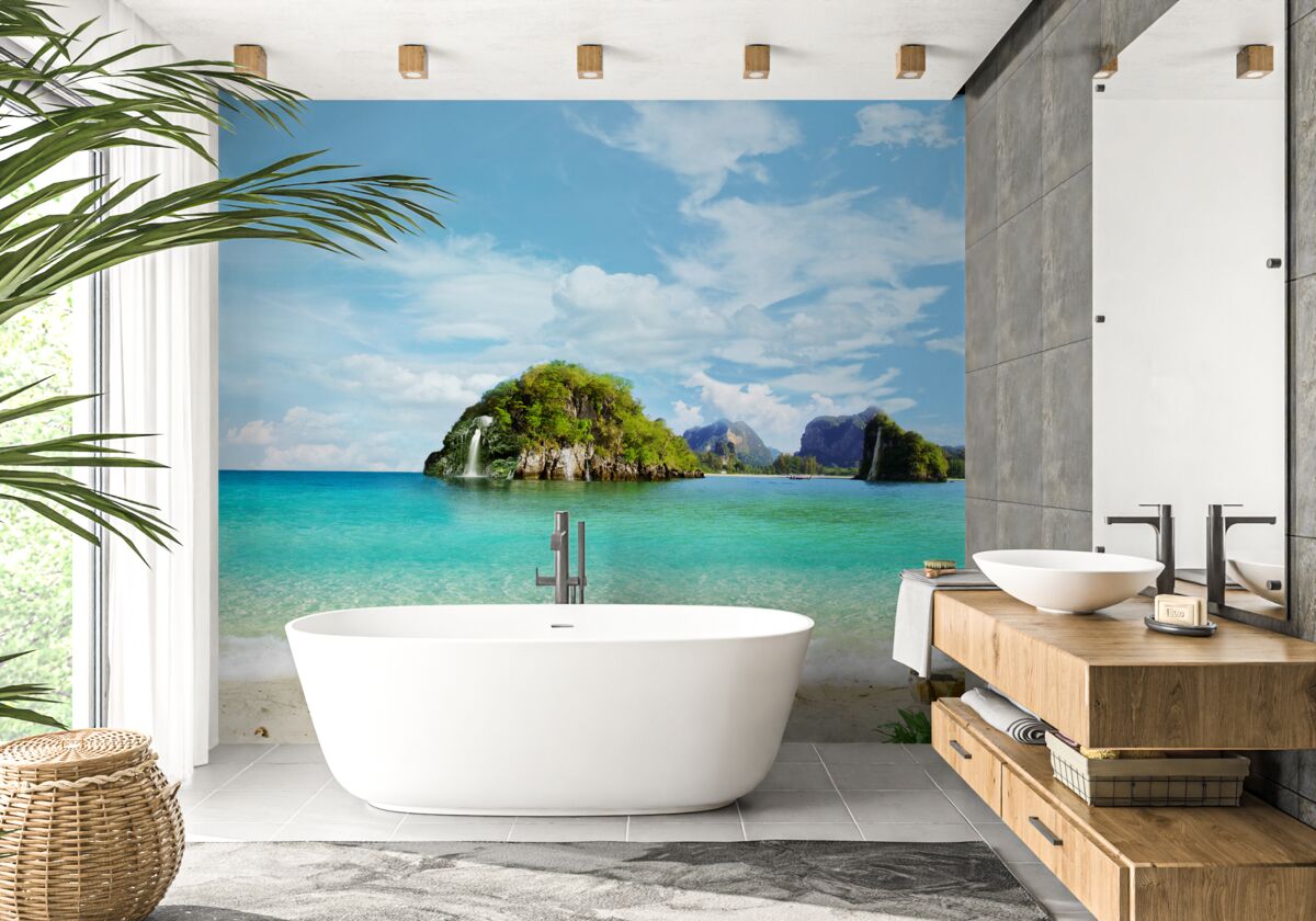 Fotobehang prachtig landschap vanaf de zee