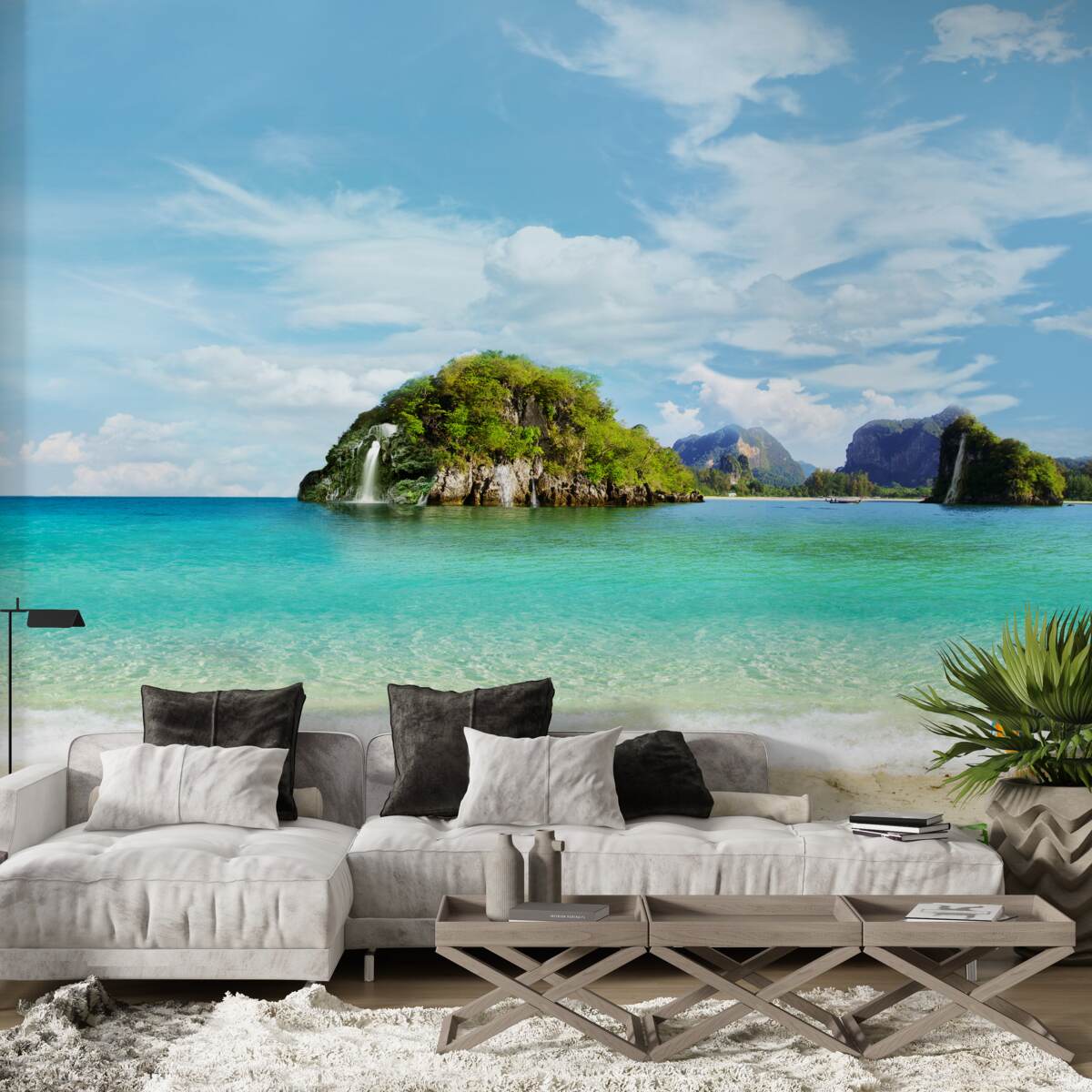 Fotobehang prachtig landschap vanaf de zee