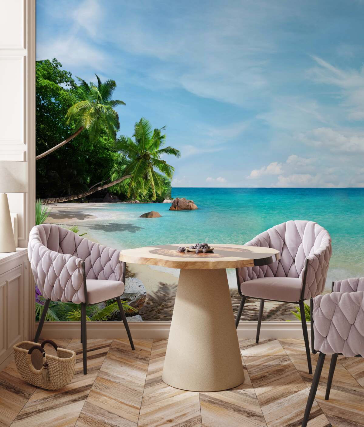 Fotobehang strand met zand en zeeoppervlak