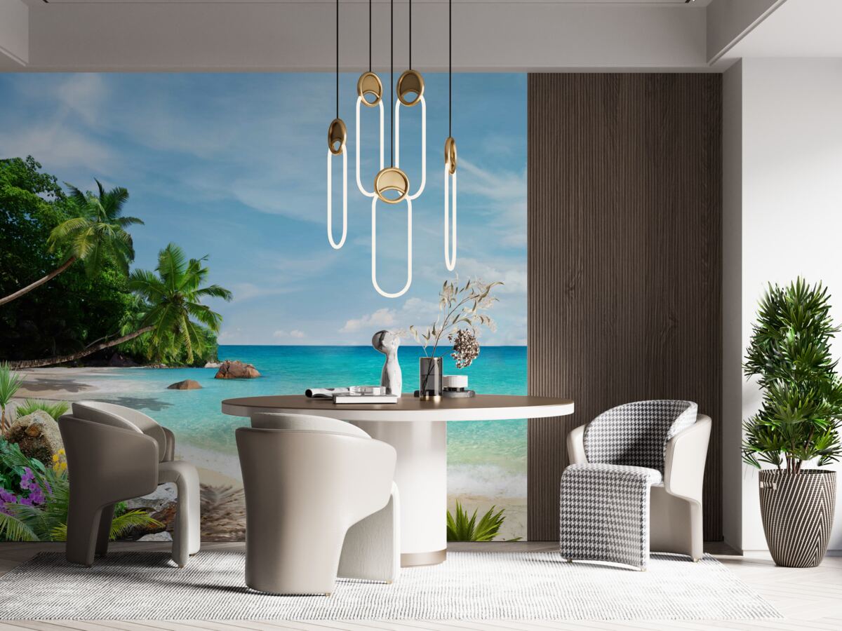 Fotobehang strand met zand en zeeoppervlak