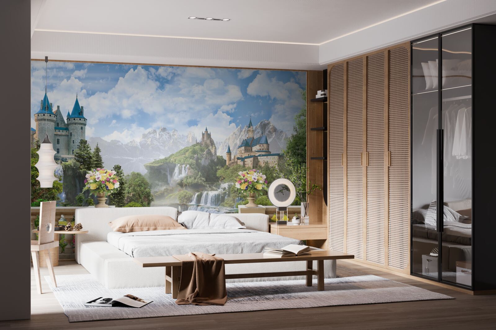 Fotobehang kastelen en watervallen