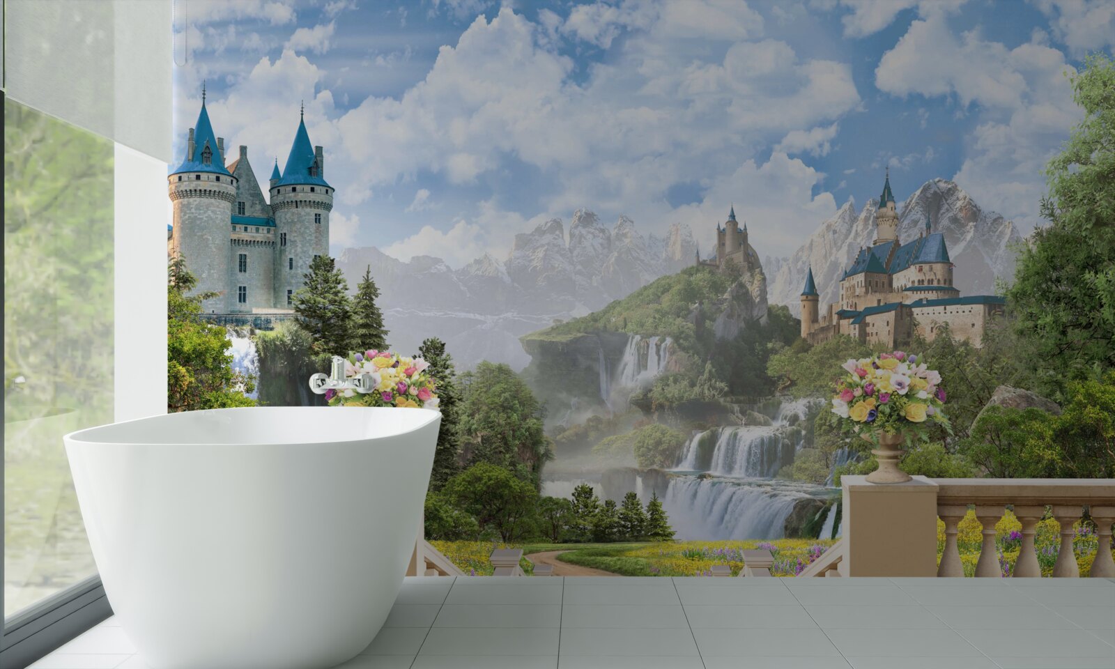 Fotobehang kastelen en watervallen