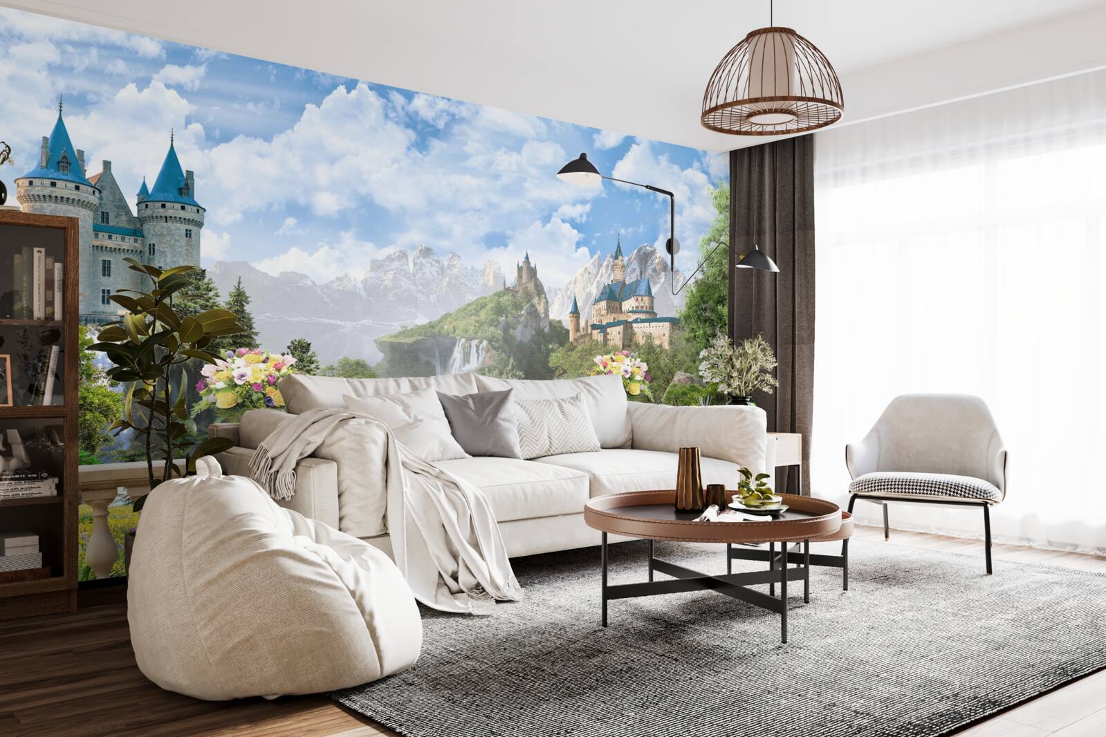 Fotobehang kastelen en watervallen