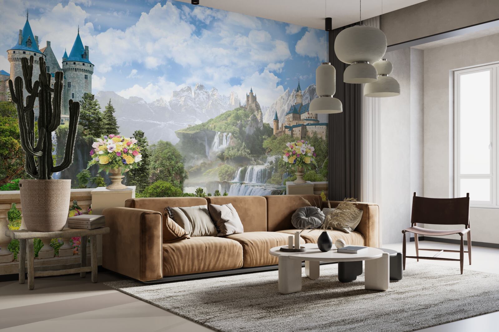 Fotobehang kastelen en watervallen