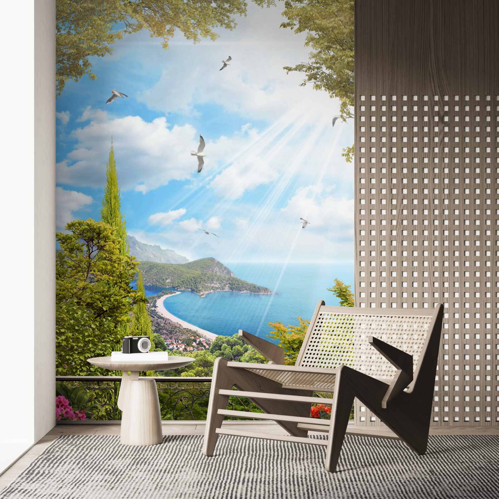 Fotobehang uitzicht op omgeving vanaf balkon