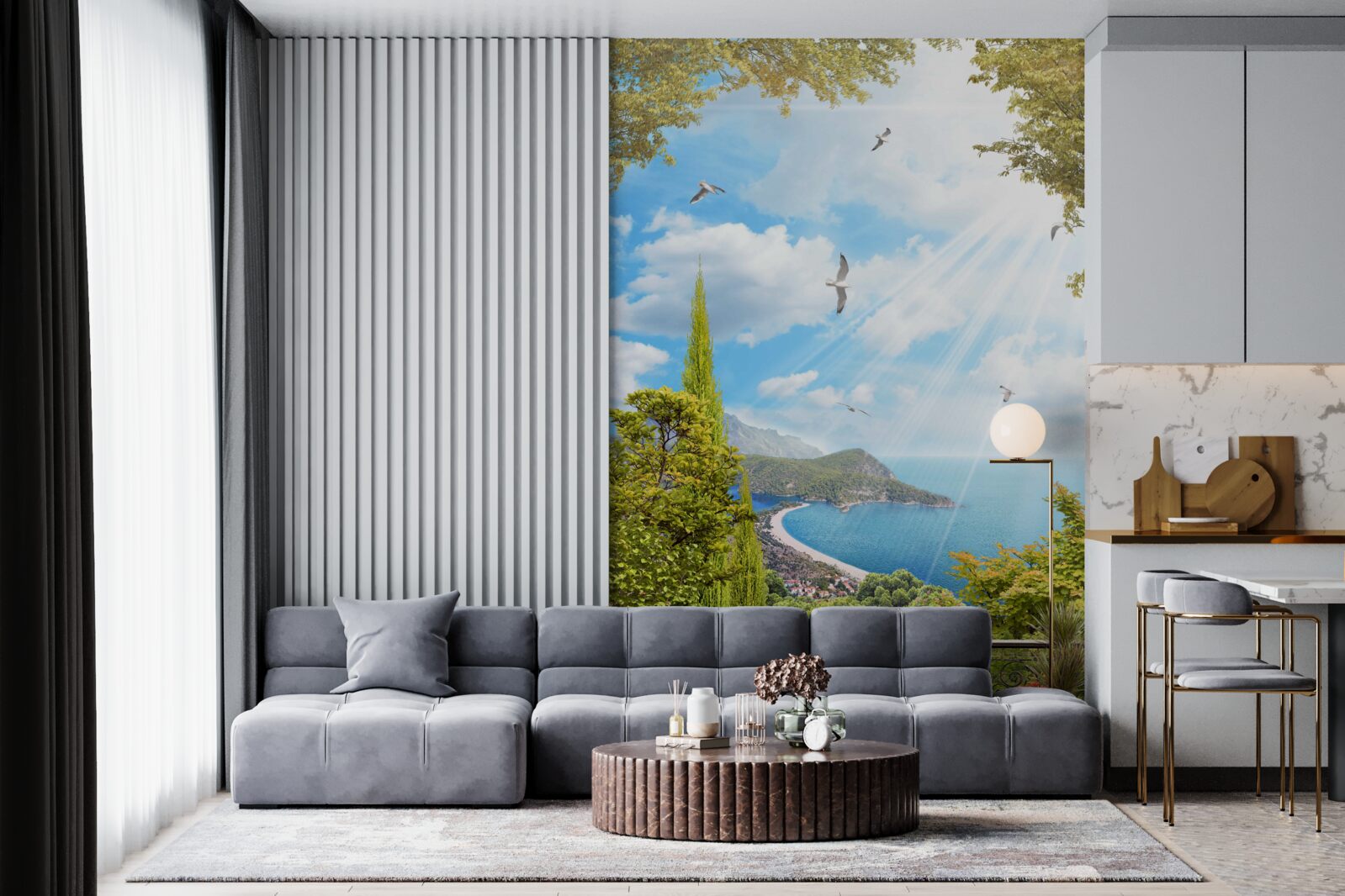 Fotobehang uitzicht op omgeving vanaf balkon