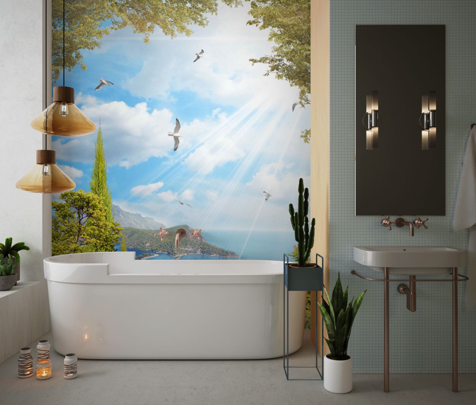 Fotobehang uitzicht op omgeving vanaf balkon