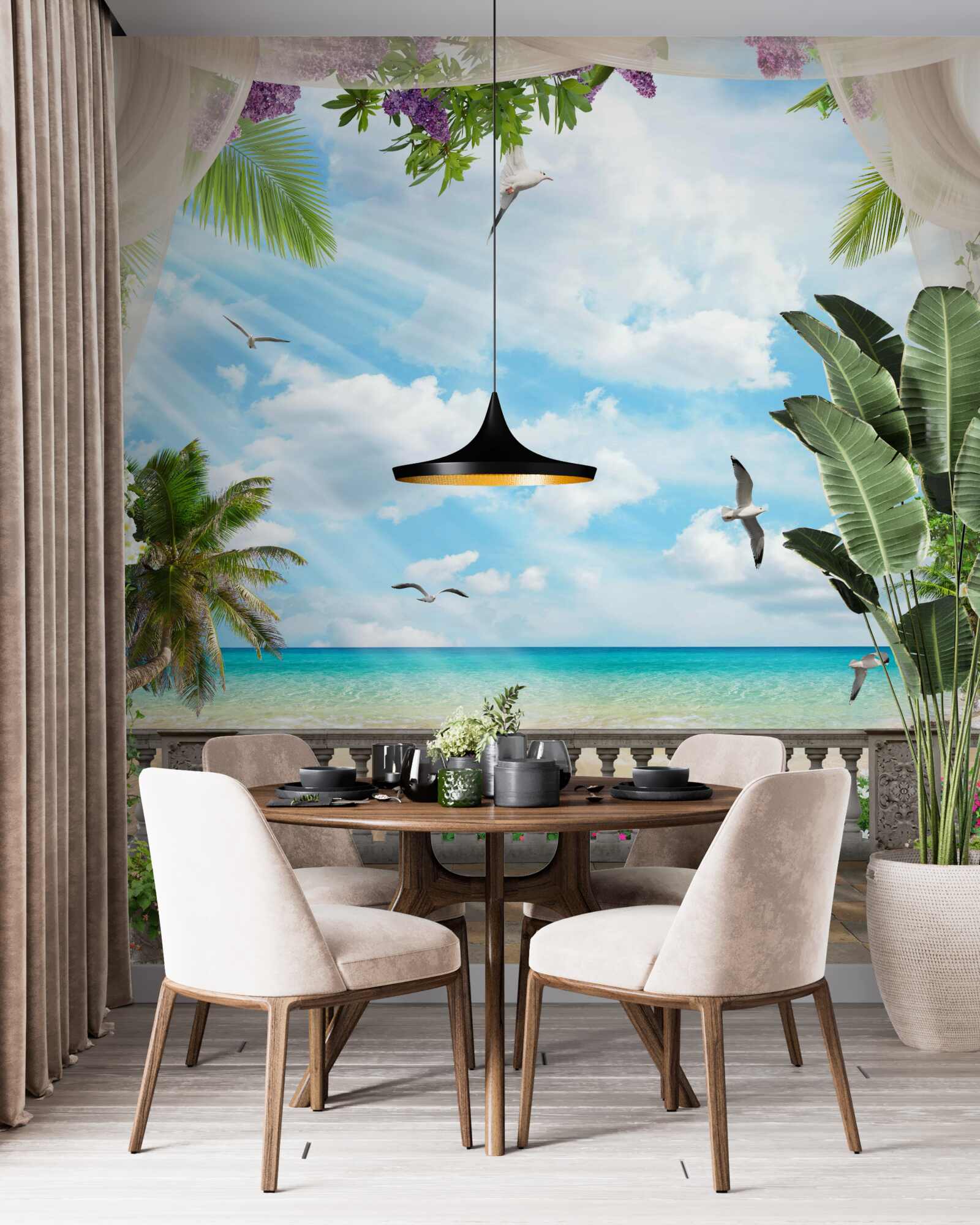 Fotobehang terras met prachtig uitzicht