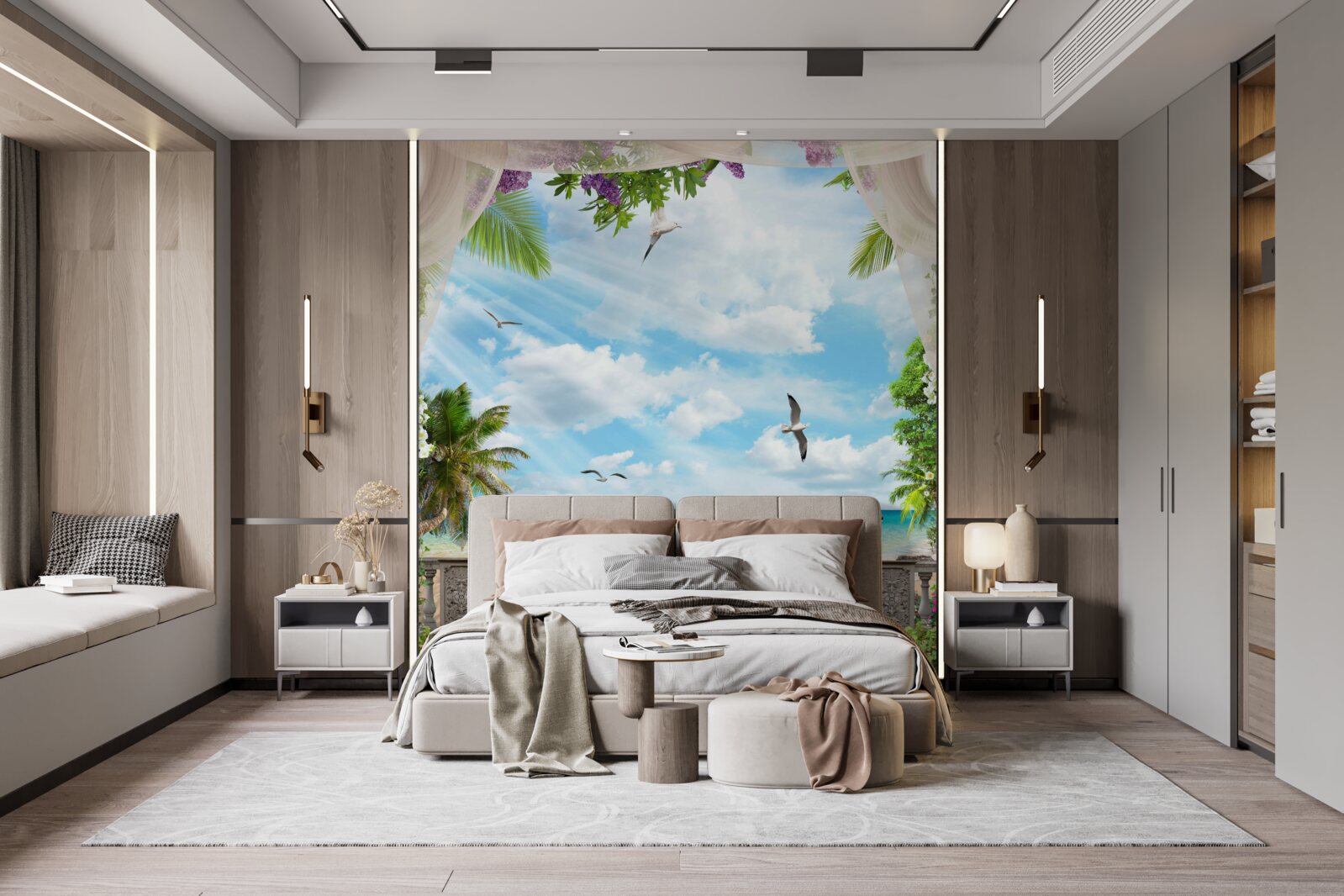 Fotobehang terras met prachtig uitzicht