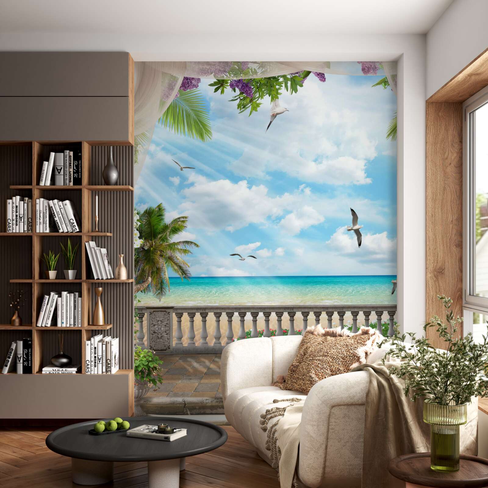 Fotobehang terras met prachtig uitzicht