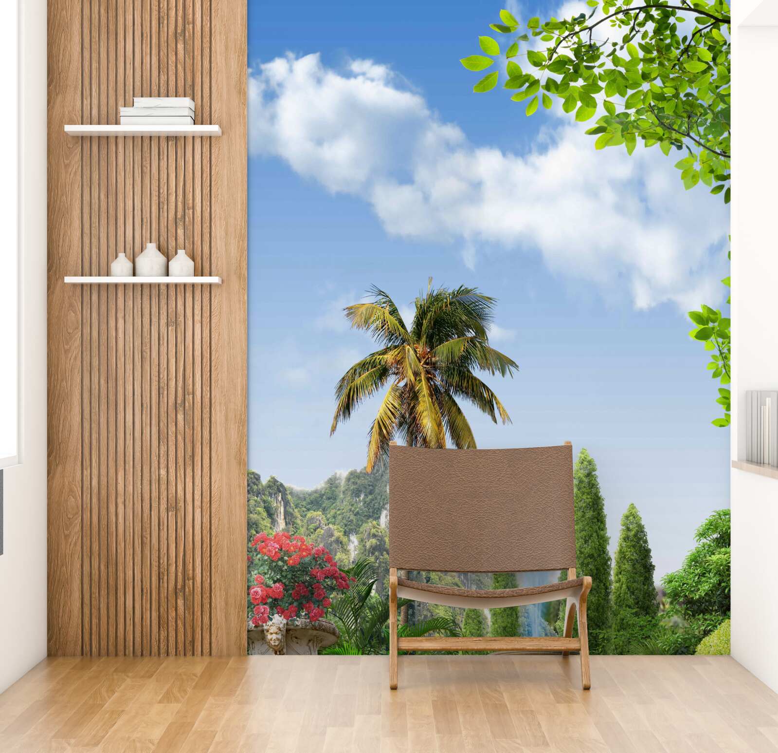 Fotobehang pauw bij de trap