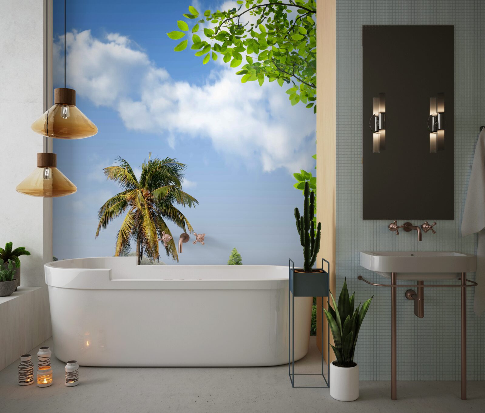 Fotobehang pauw bij de trap