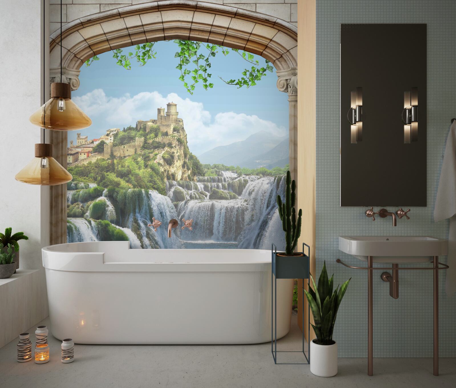 Fotobehang uitzicht op de prachtige watervallen vanaf de boog